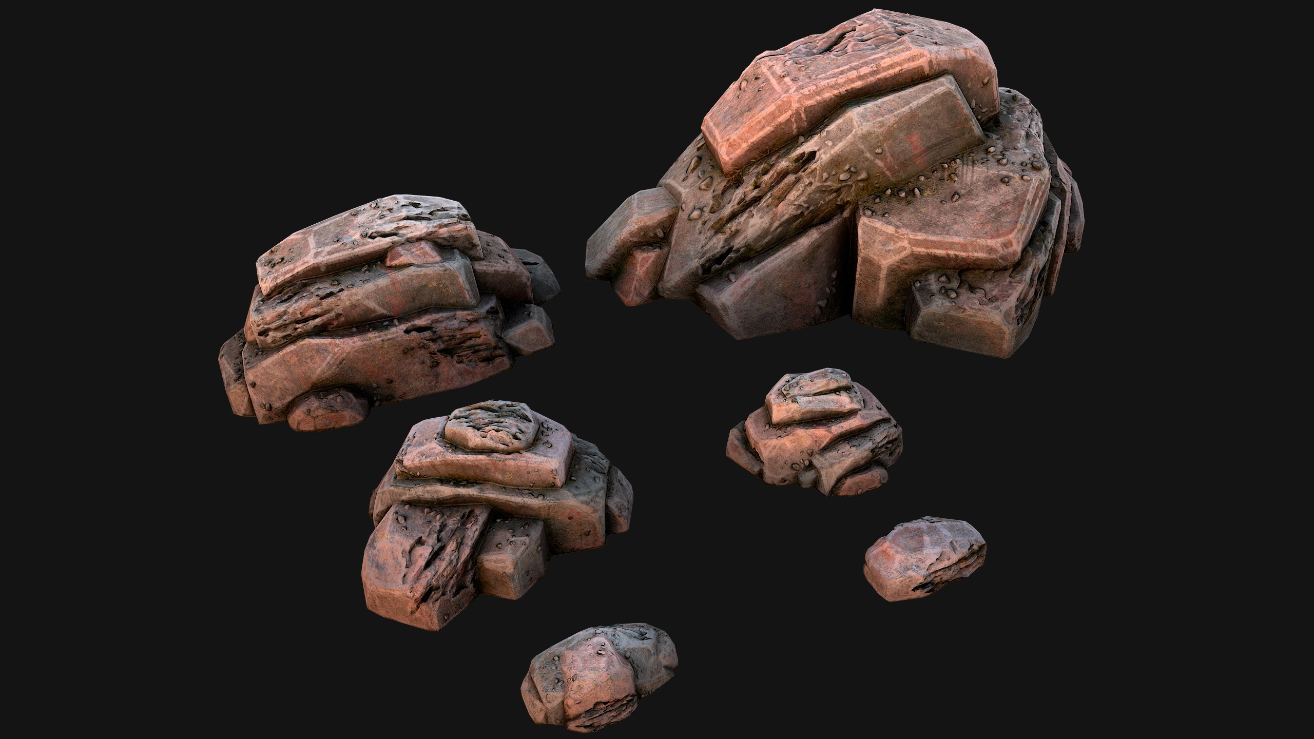 Rocks Stones Pebble Environment for Mine Low-poly 3D model_4