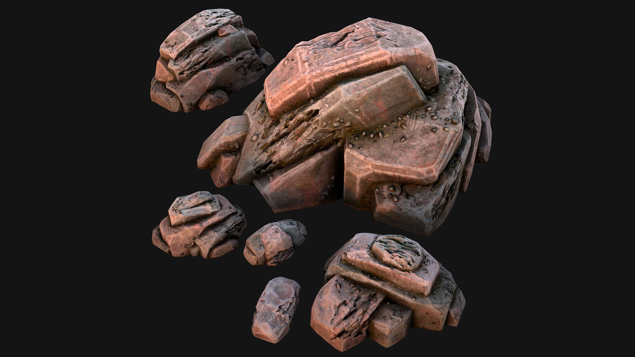 Rocks Stones Pebble Environment for Mine Low-poly 3D model_3