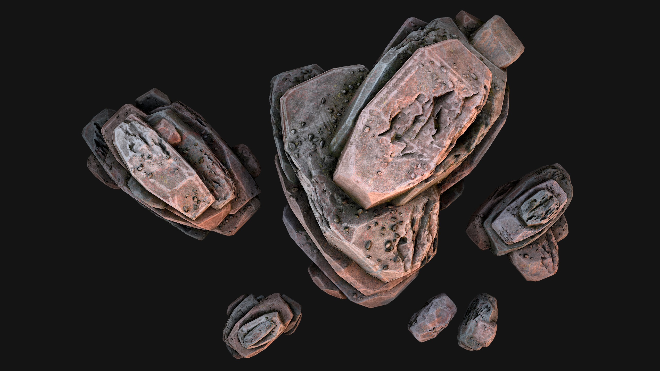 Rocks Stones Pebble Environment for Mine Low-poly 3D model_7