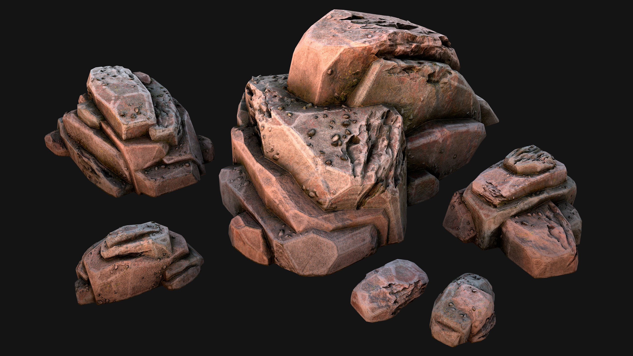 Rocks Stones Pebble Environment for Mine Low-poly 3D model_6