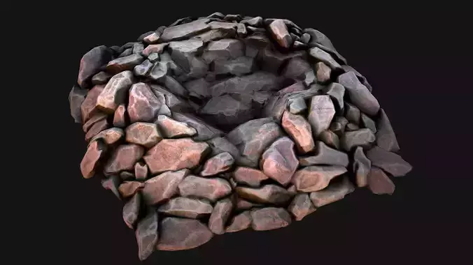 Stone and Rocks Mineral Ore Deposits Pile  Low-poly 3D model