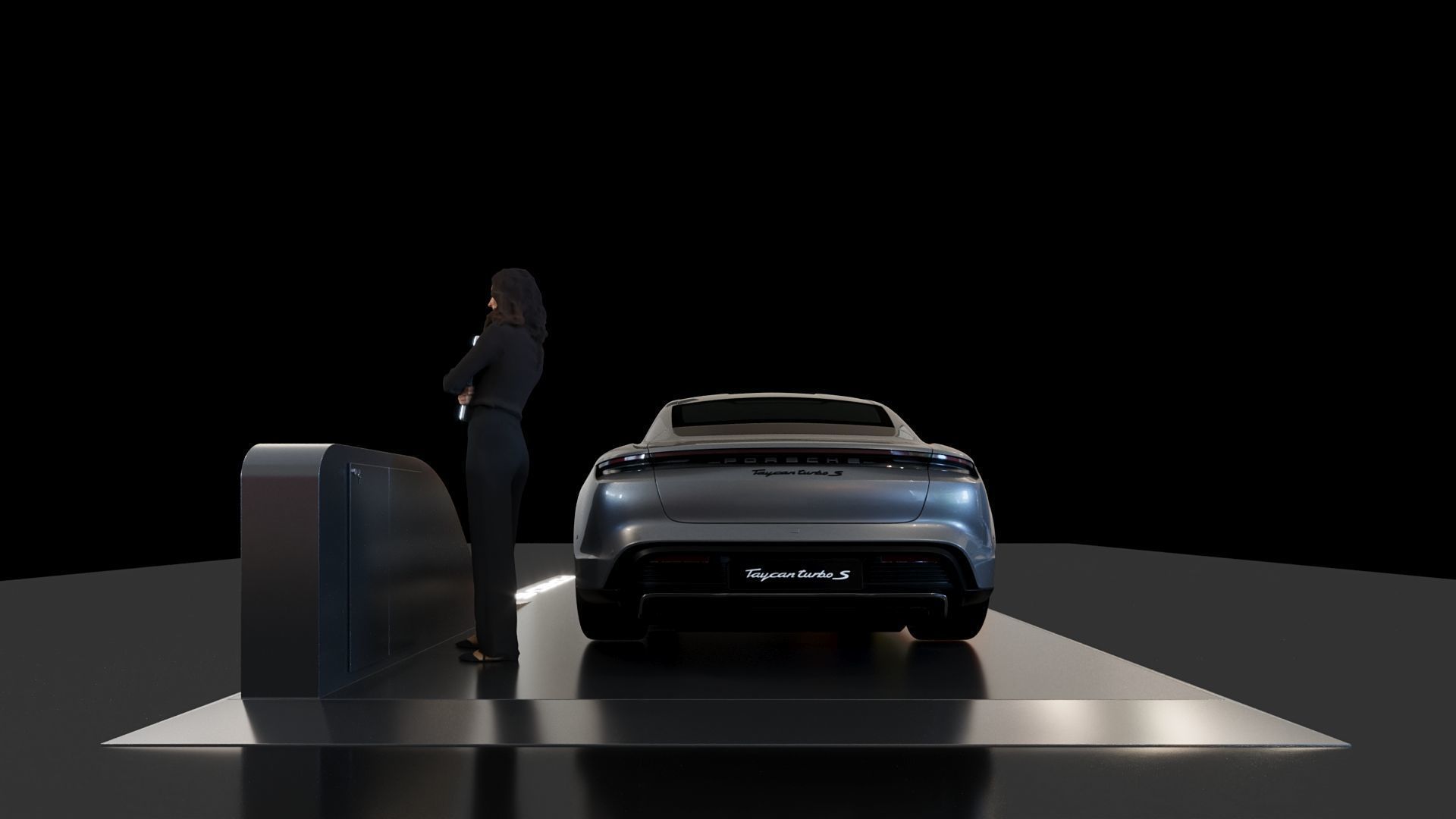 Porsche Car DIsplay Stand - 06m x 04m 3D model  - CAR INCLUDED 3D model_2