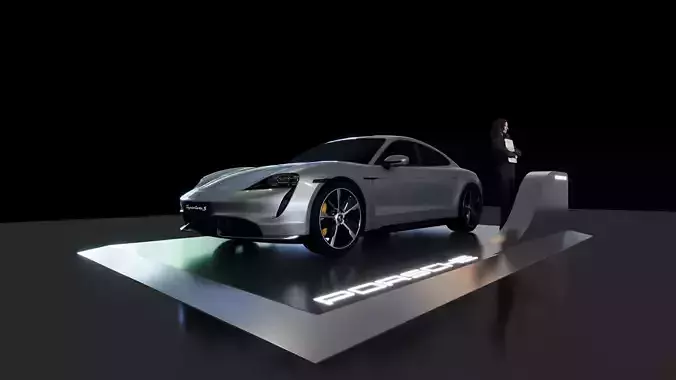 Porsche Car DIsplay Stand - 06m x 04m 3D model  - CAR INCLUDED 3D model