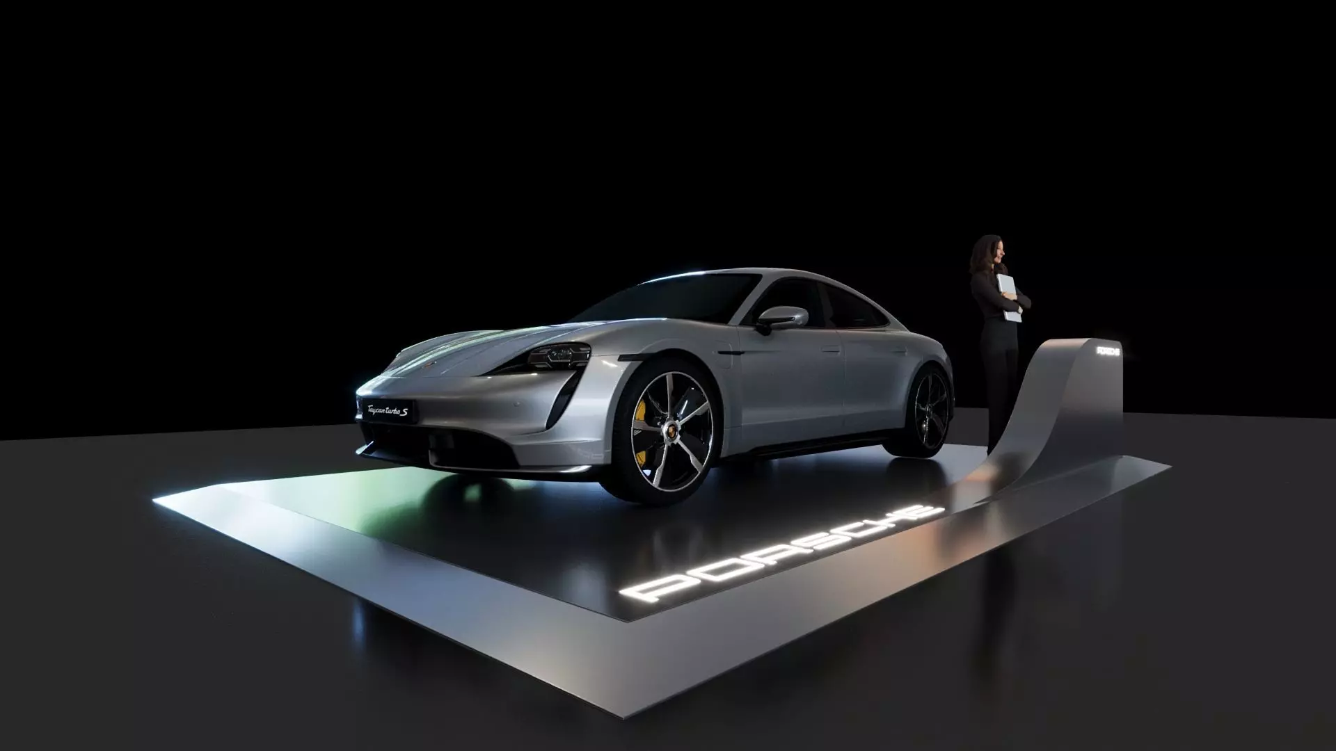 Porsche Car DIsplay Stand - 06m x 04m 3D model  - CAR INCLUDED 3D model_0