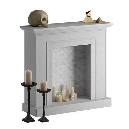 Decorative Fireplace with Candles 3D model