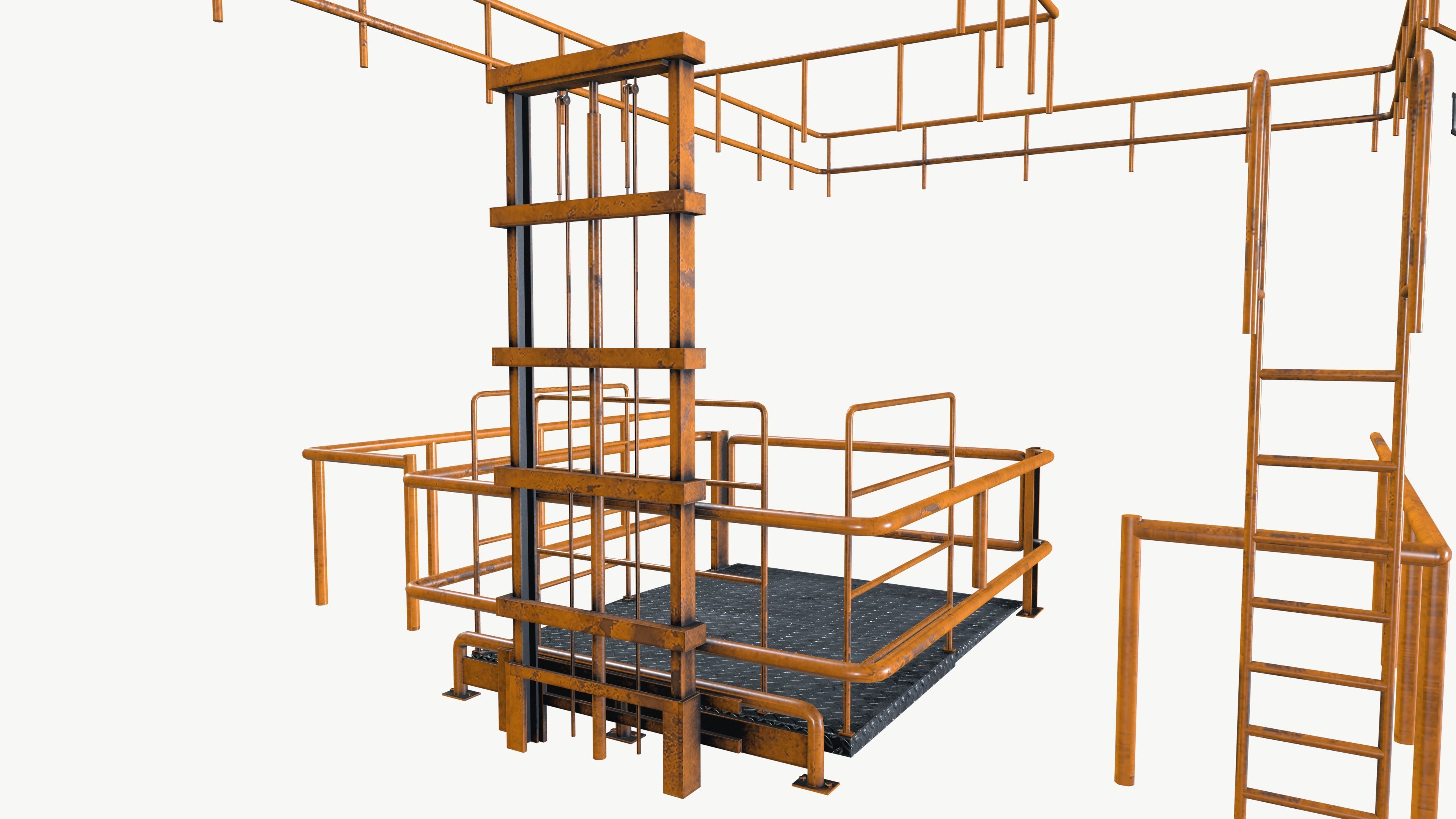 Industrial Fabricated Stairs and Railing 3D model_5