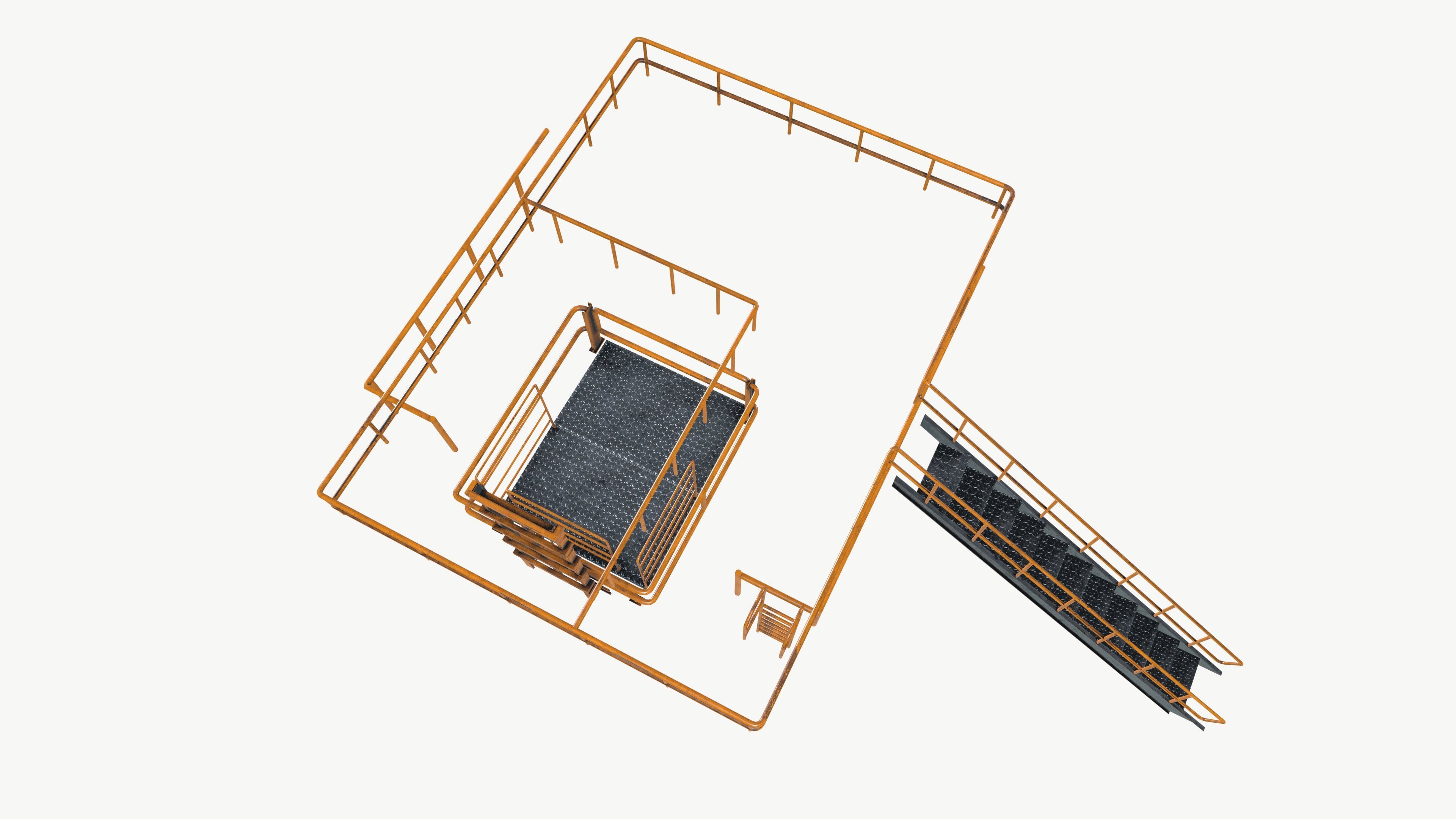 Industrial Fabricated Stairs and Railing 3D model_6