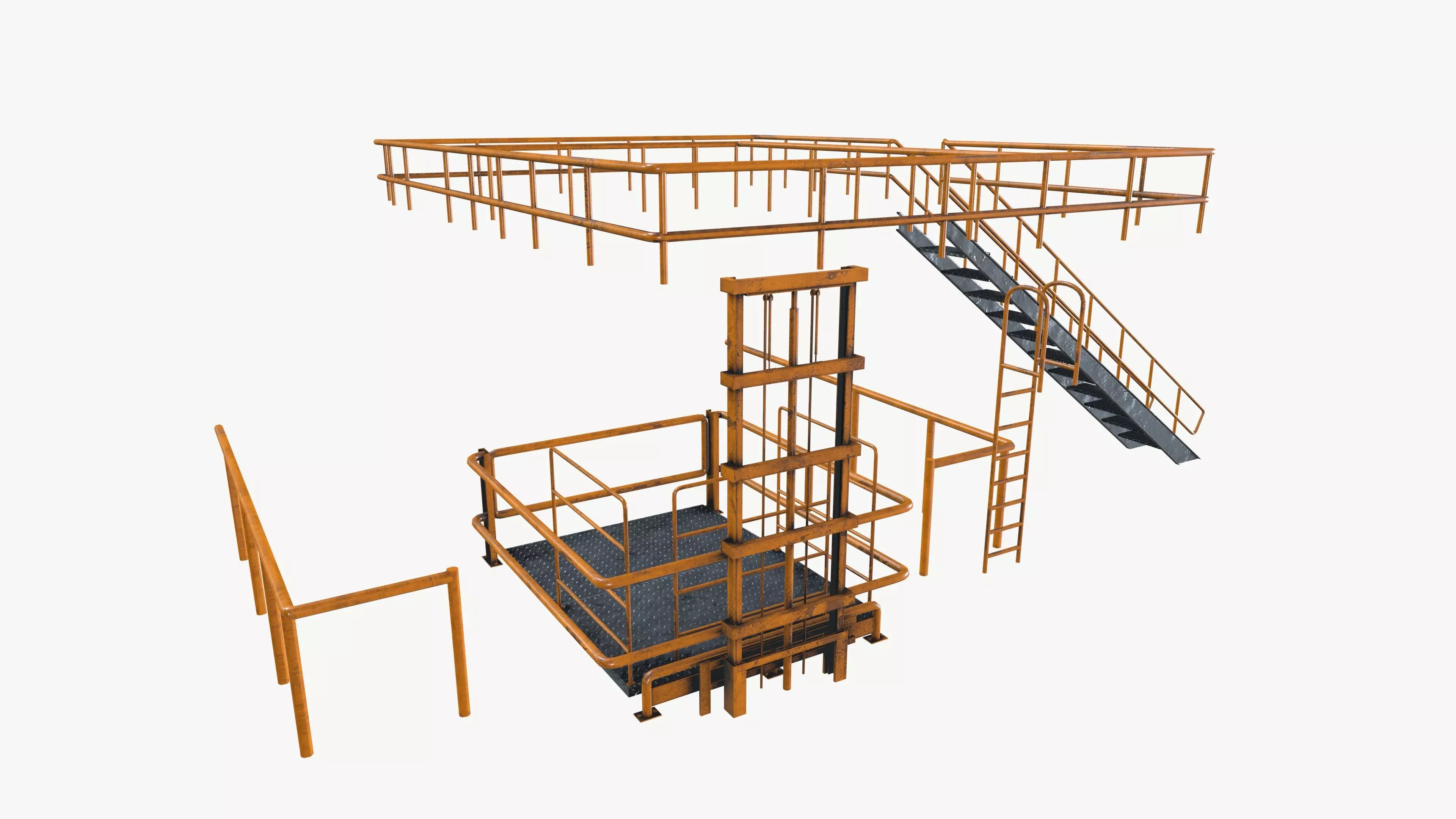 Industrial Fabricated Stairs and Railing 3D model_0