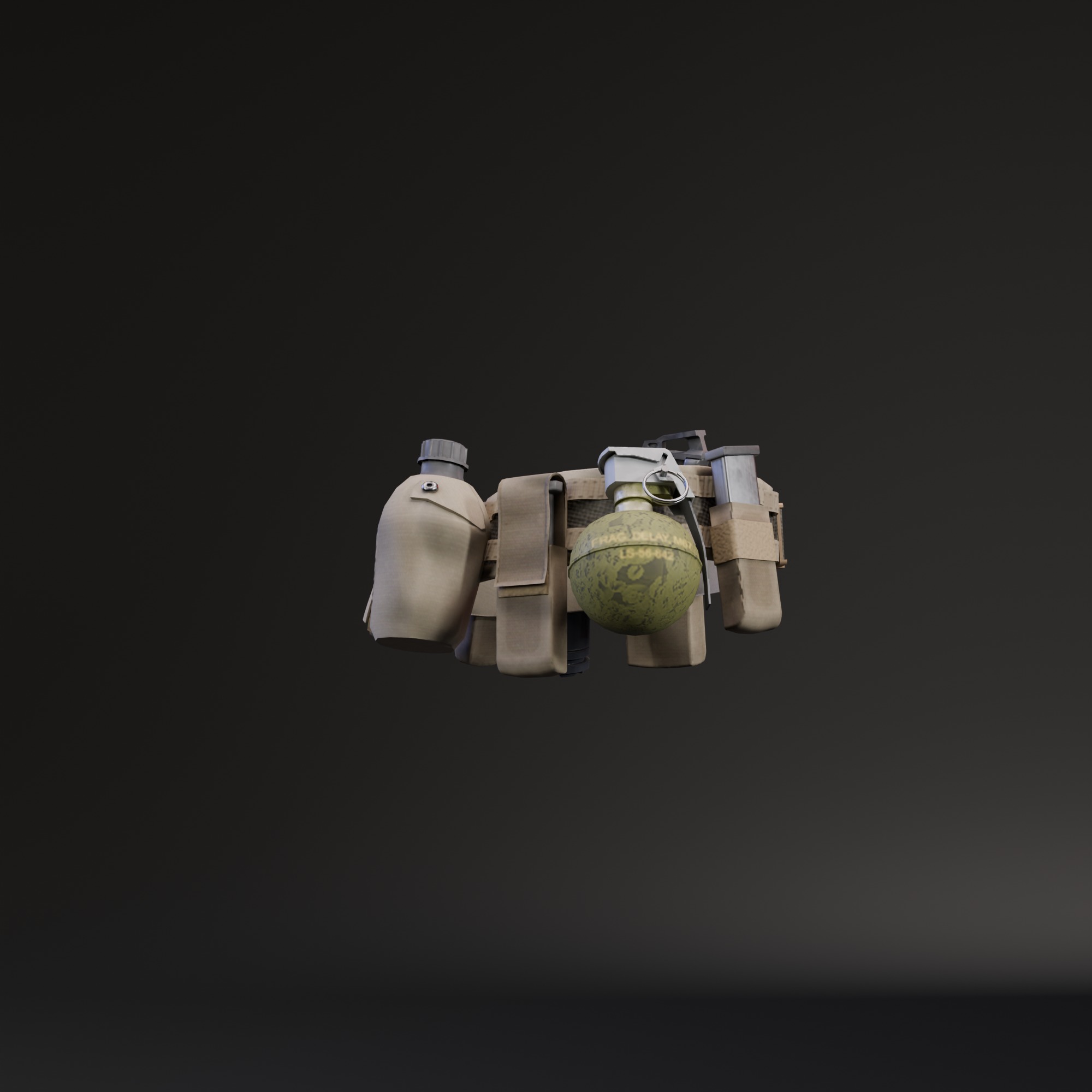 Fragmentation Grenade M24 Low-poly 3D model_7