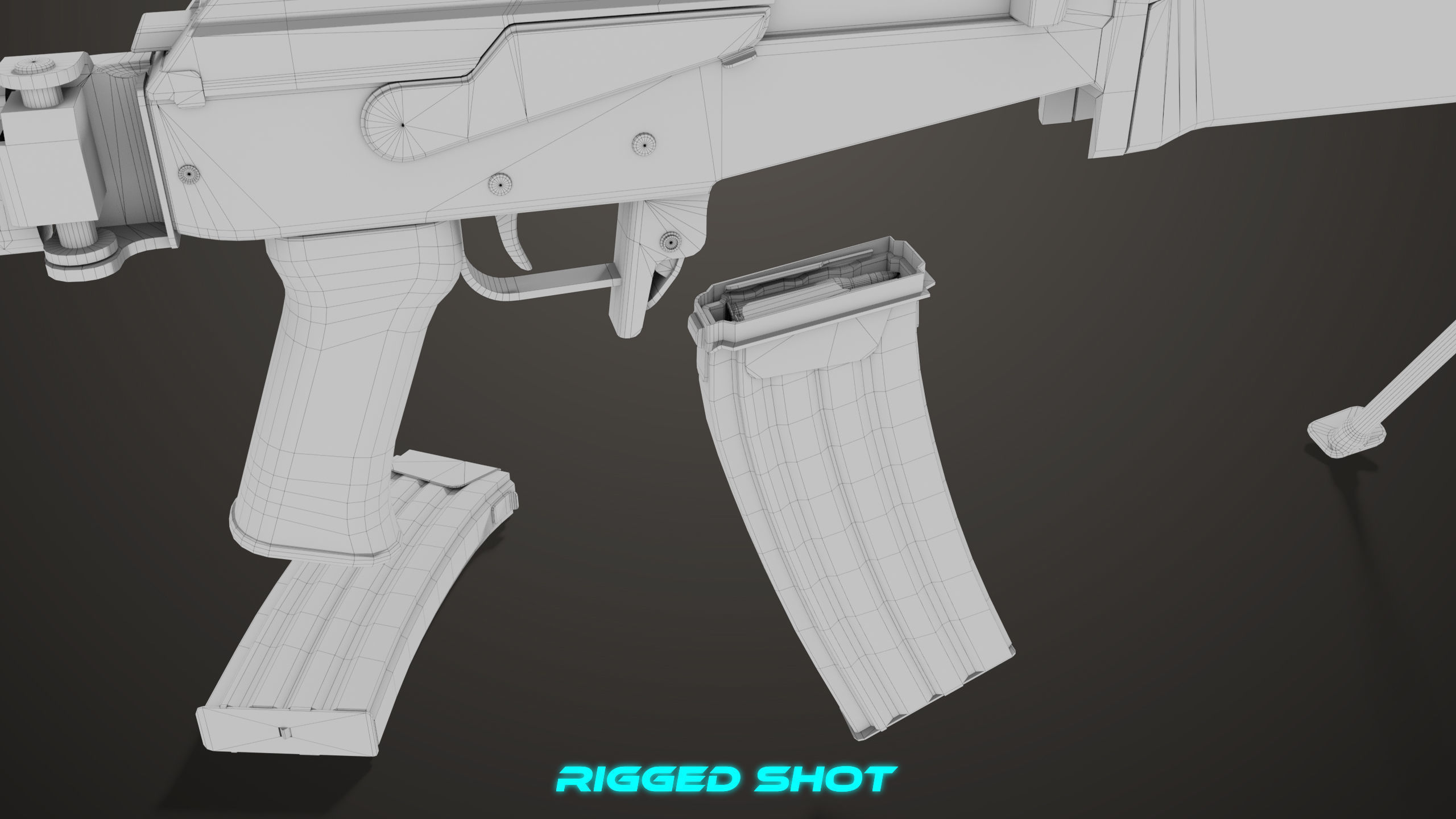 Machine Gun 13 Wood Handle All PBR Unity UE Textures Low-poly 3D model_55