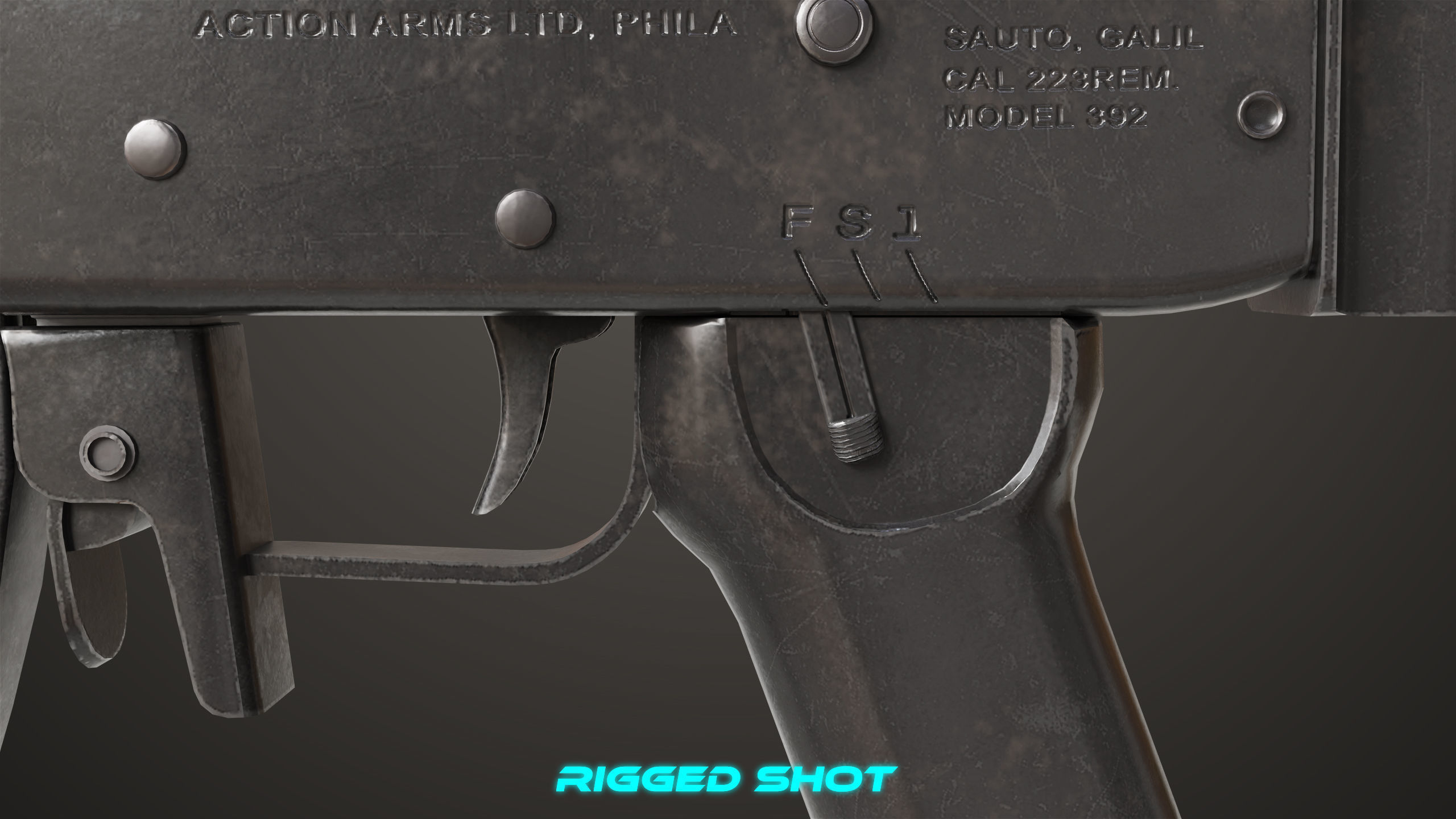 Machine Gun 13 Wood Handle All PBR Unity UE Textures Low-poly 3D model_28