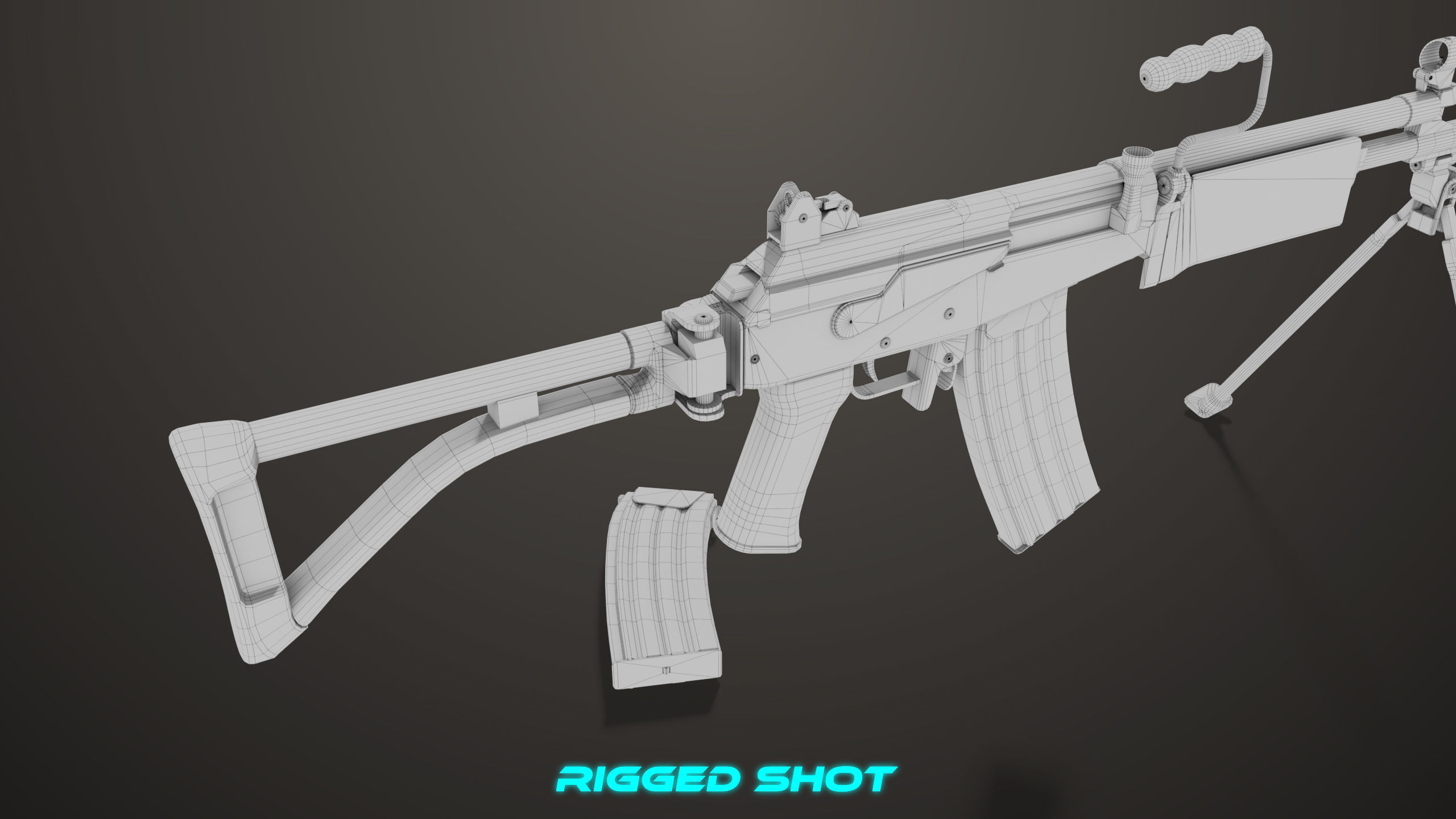 Machine Gun 13 Wood Handle All PBR Unity UE Textures Low-poly 3D model_58