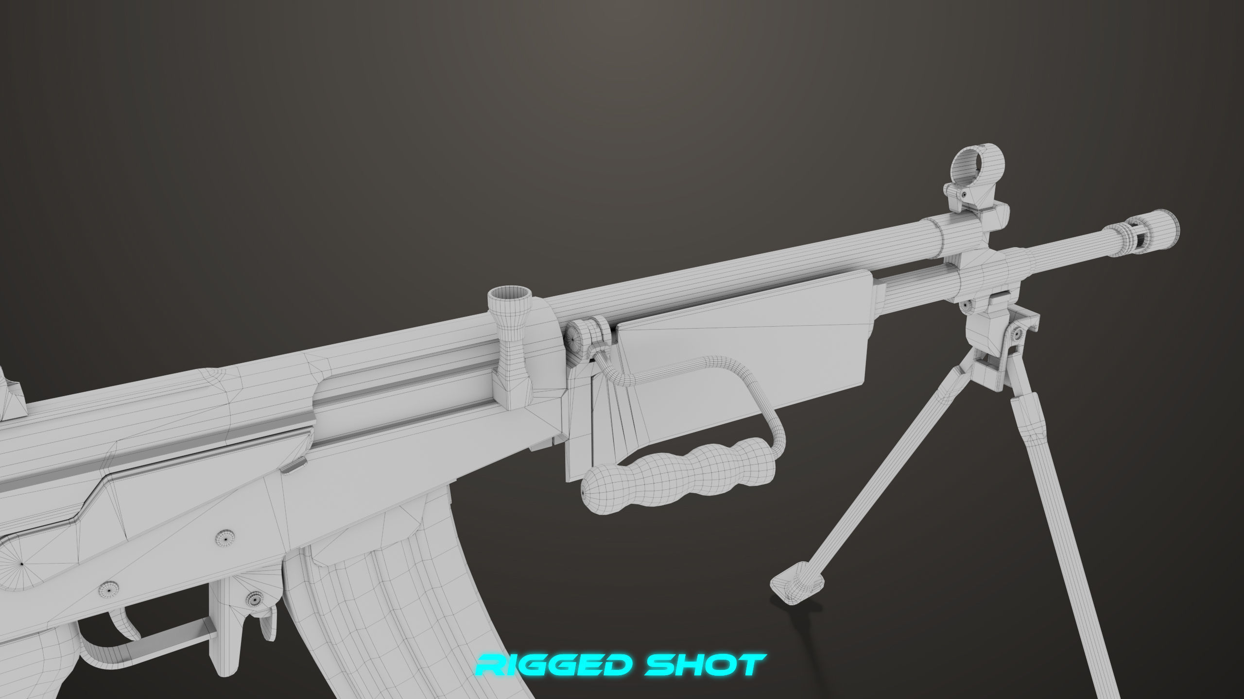 Machine Gun 13 Wood Handle All PBR Unity UE Textures Low-poly 3D model_47