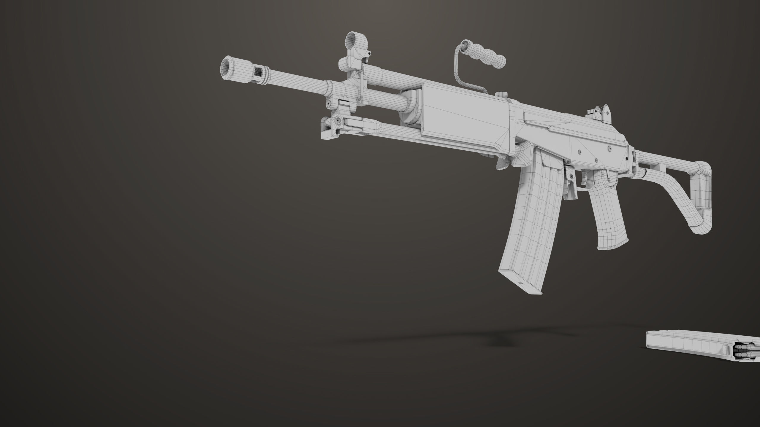 Machine Gun 13 Wood Handle All PBR Unity UE Textures Low-poly 3D model_43