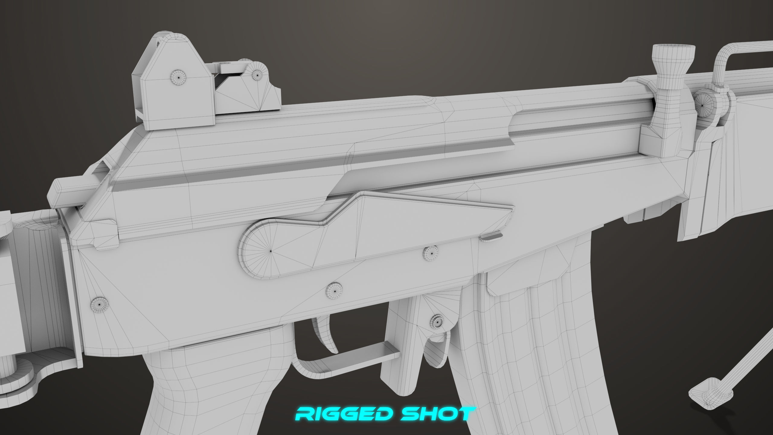 Machine Gun 13 Wood Handle All PBR Unity UE Textures Low-poly 3D model_49