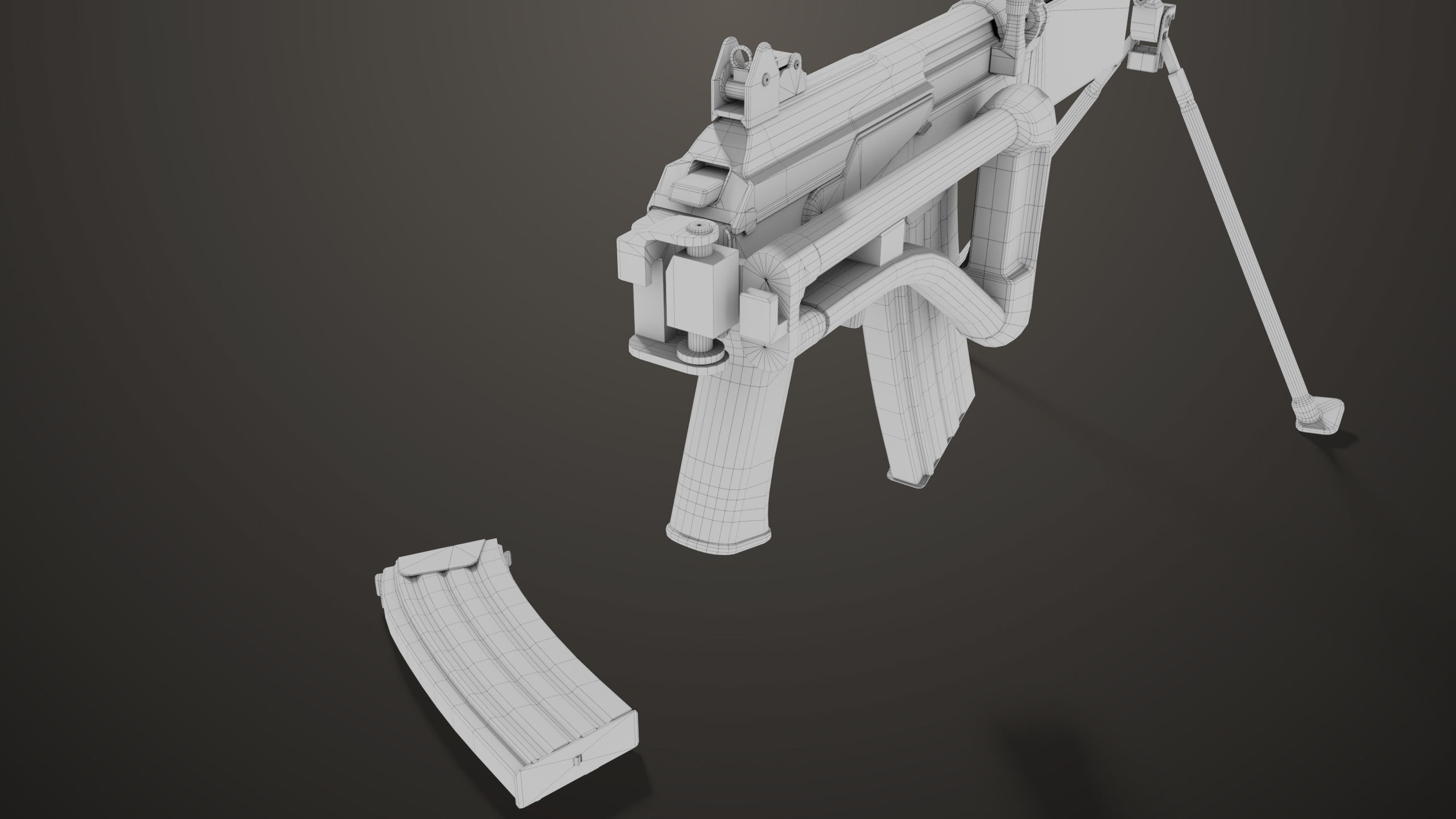 Machine Gun 13 Wood Handle All PBR Unity UE Textures Low-poly 3D model_62