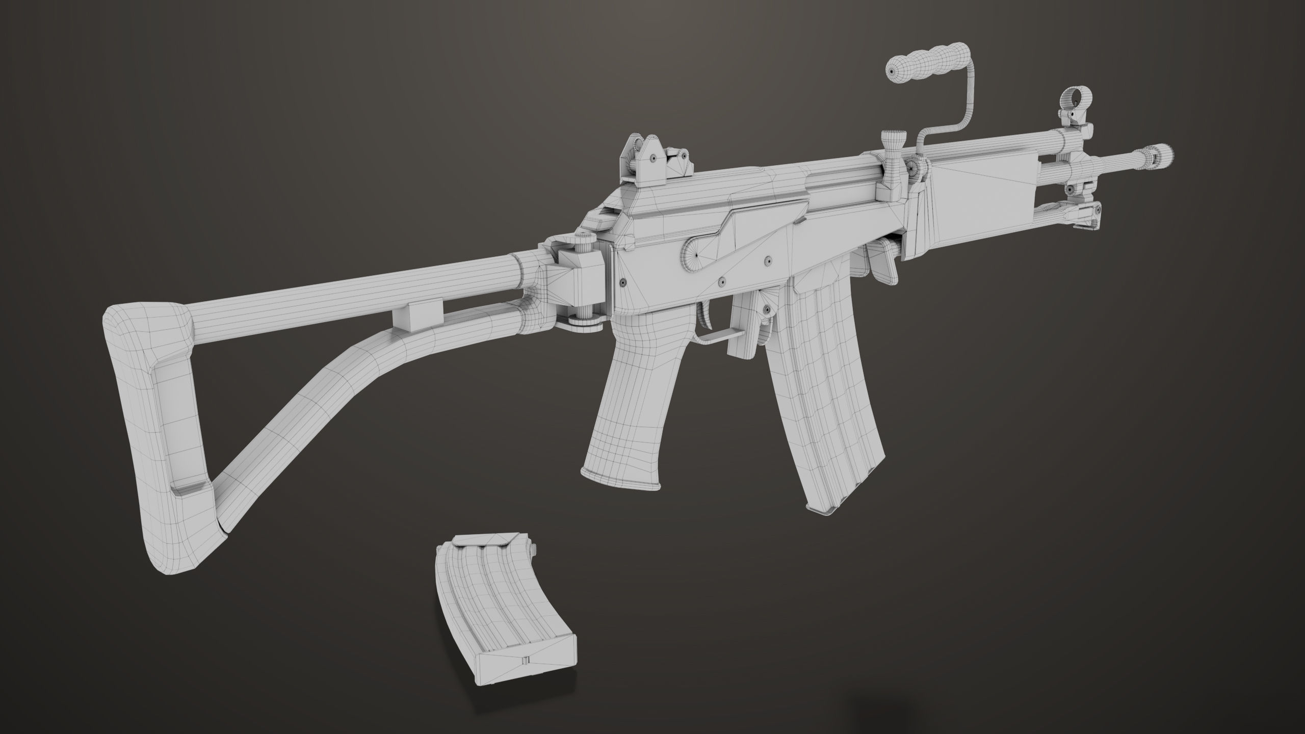 Machine Gun 13 Wood Handle All PBR Unity UE Textures Low-poly 3D model_41