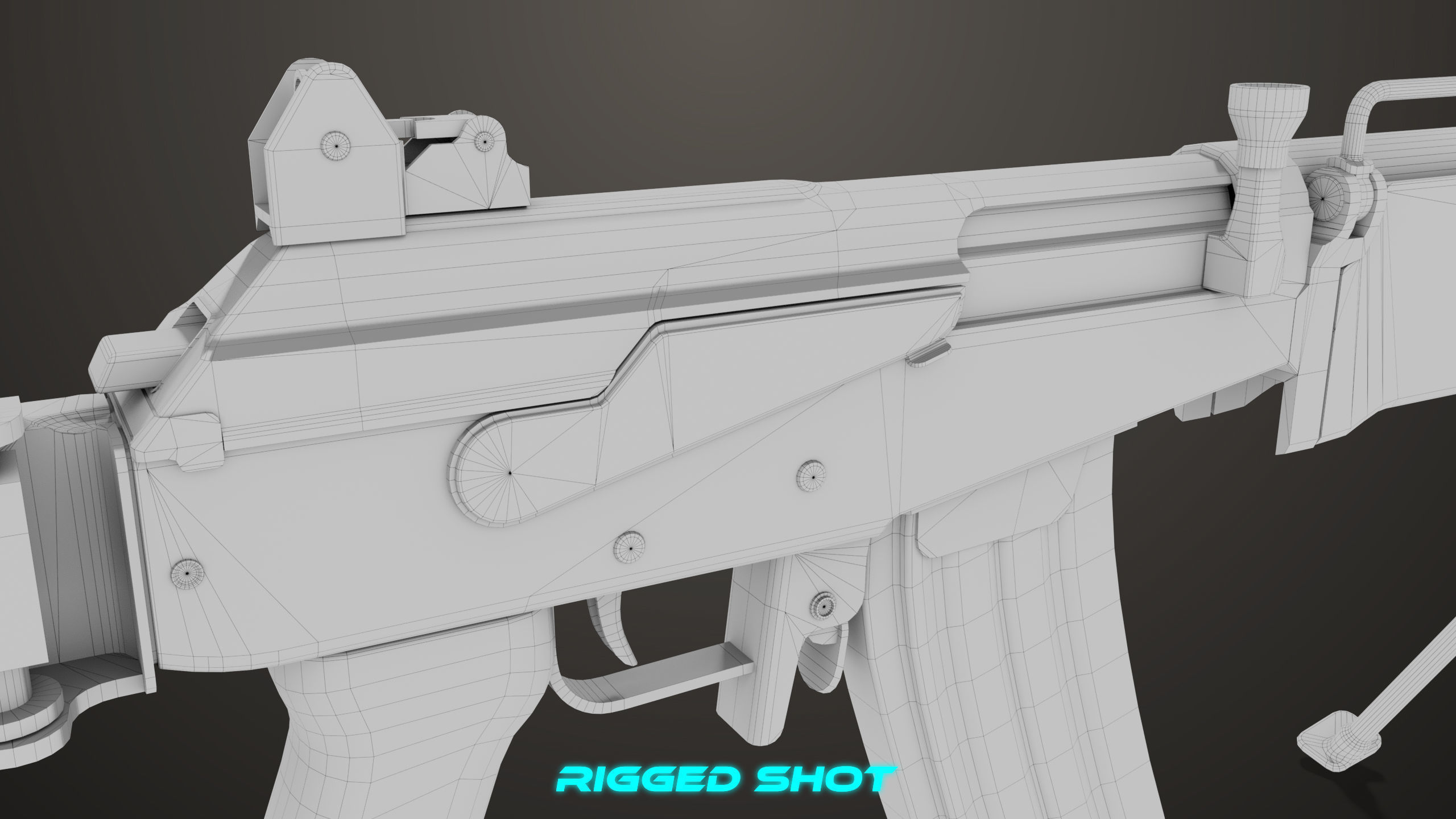 Machine Gun 13 Wood Handle All PBR Unity UE Textures Low-poly 3D model_48