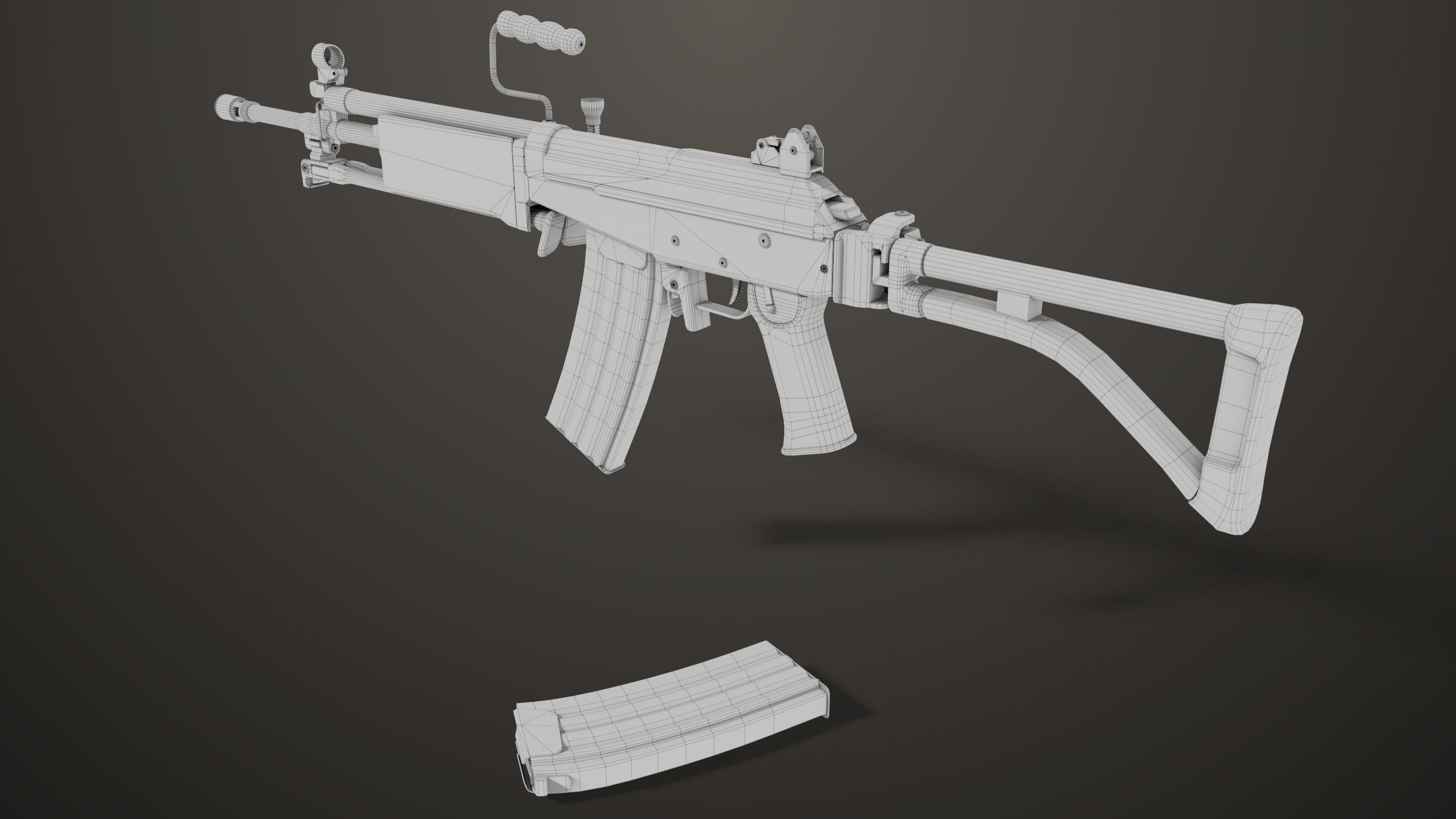 Machine Gun 13 Wood Handle All PBR Unity UE Textures Low-poly 3D model_42