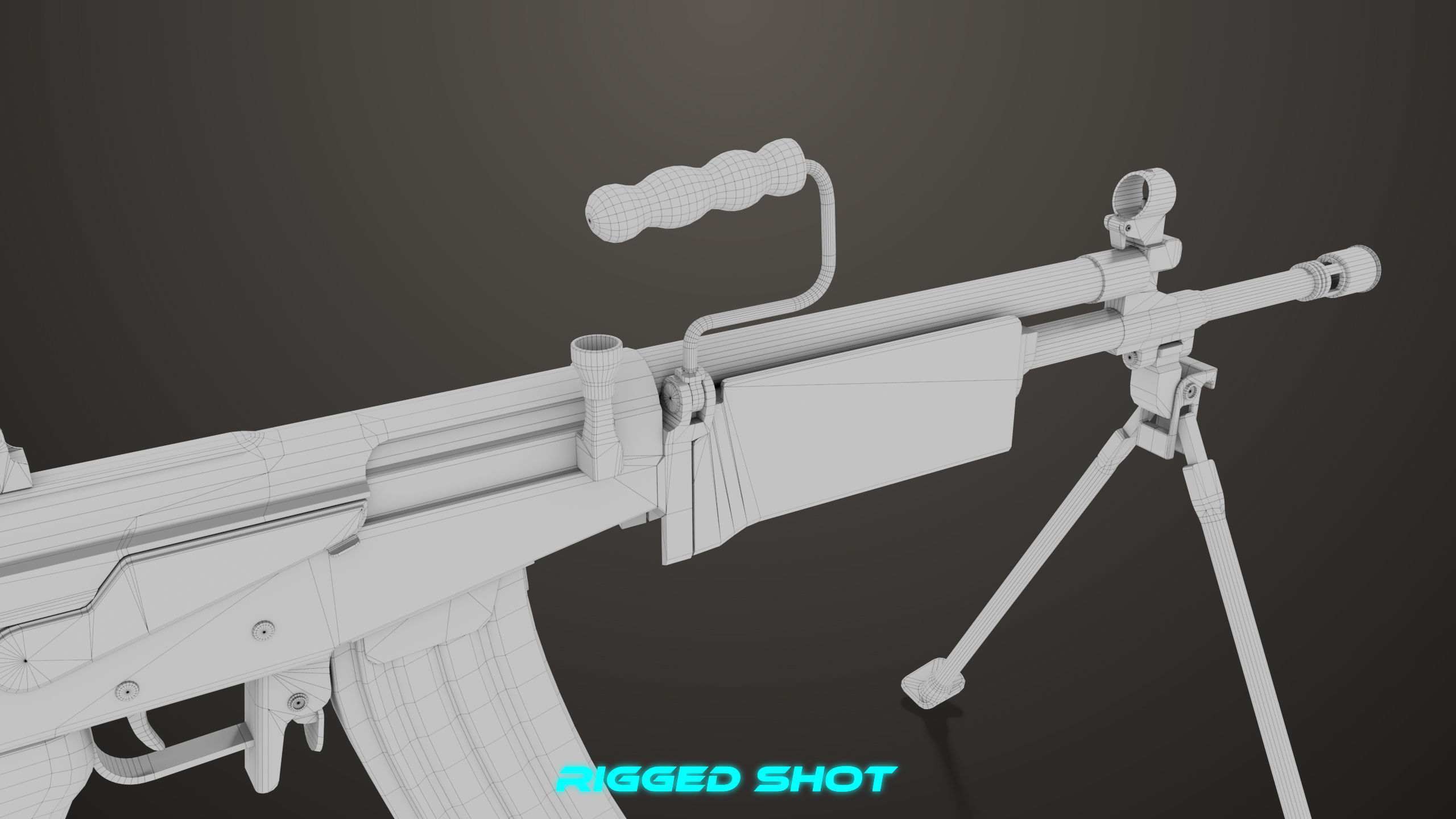 Machine Gun 13 Wood Handle All PBR Unity UE Textures Low-poly 3D model_46
