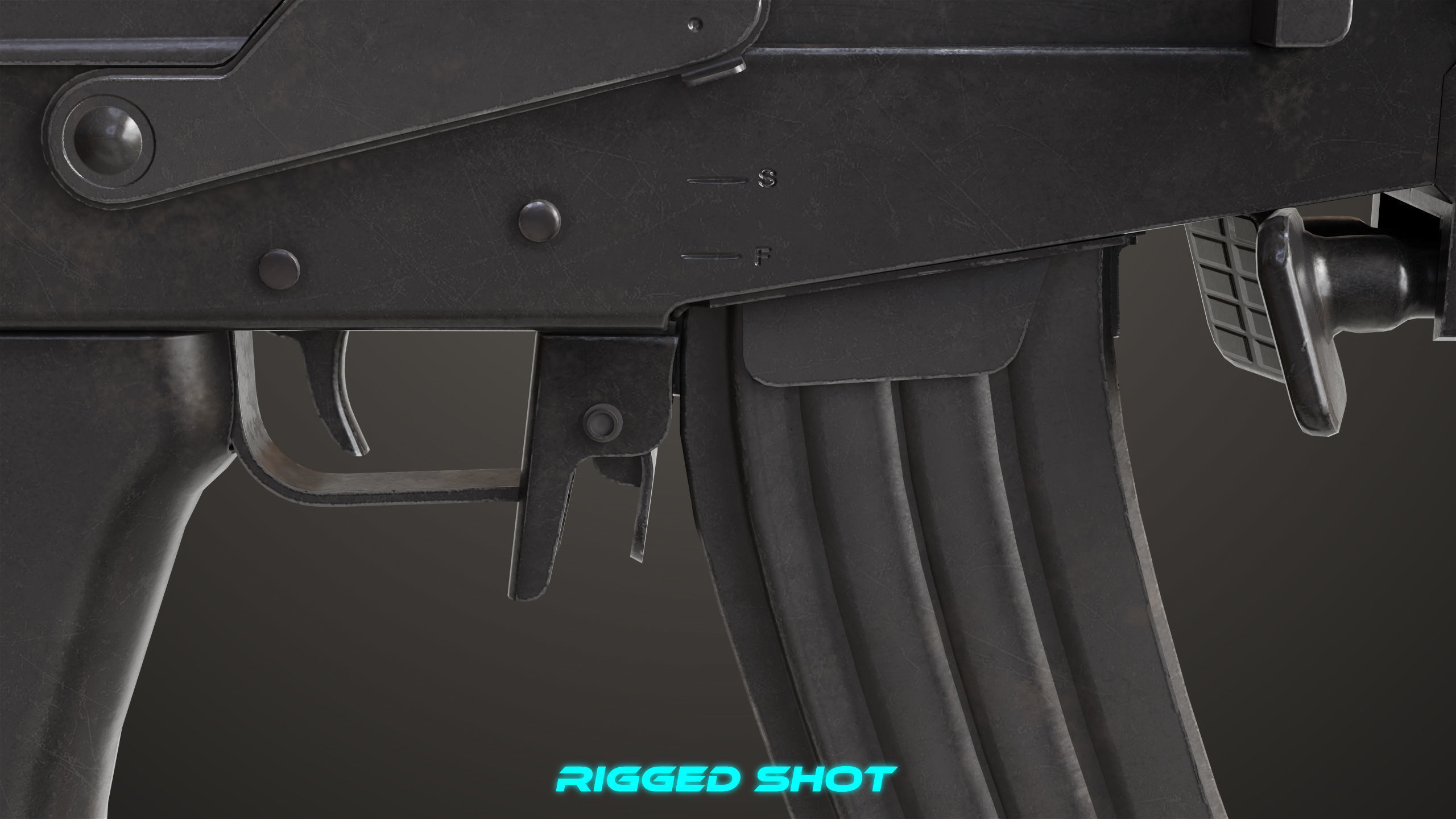 Machine Gun 13 Wood Handle All PBR Unity UE Textures Low-poly 3D model_25