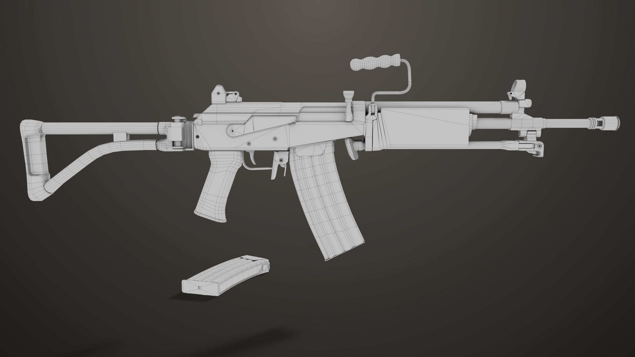 Machine Gun 13 Wood Handle All PBR Unity UE Textures Low-poly 3D model_40