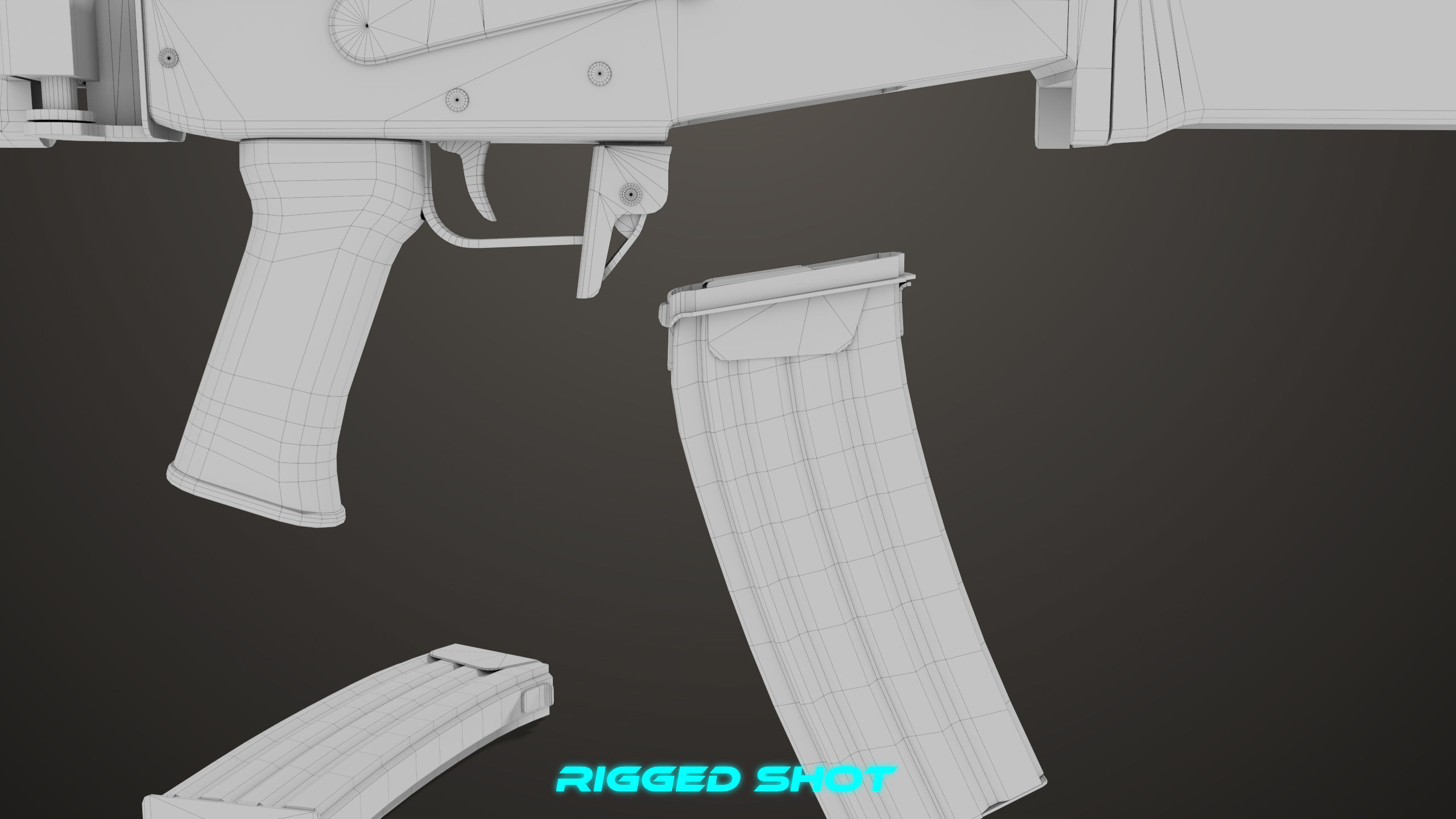 Machine Gun 13 Wood Handle All PBR Unity UE Textures Low-poly 3D model_54