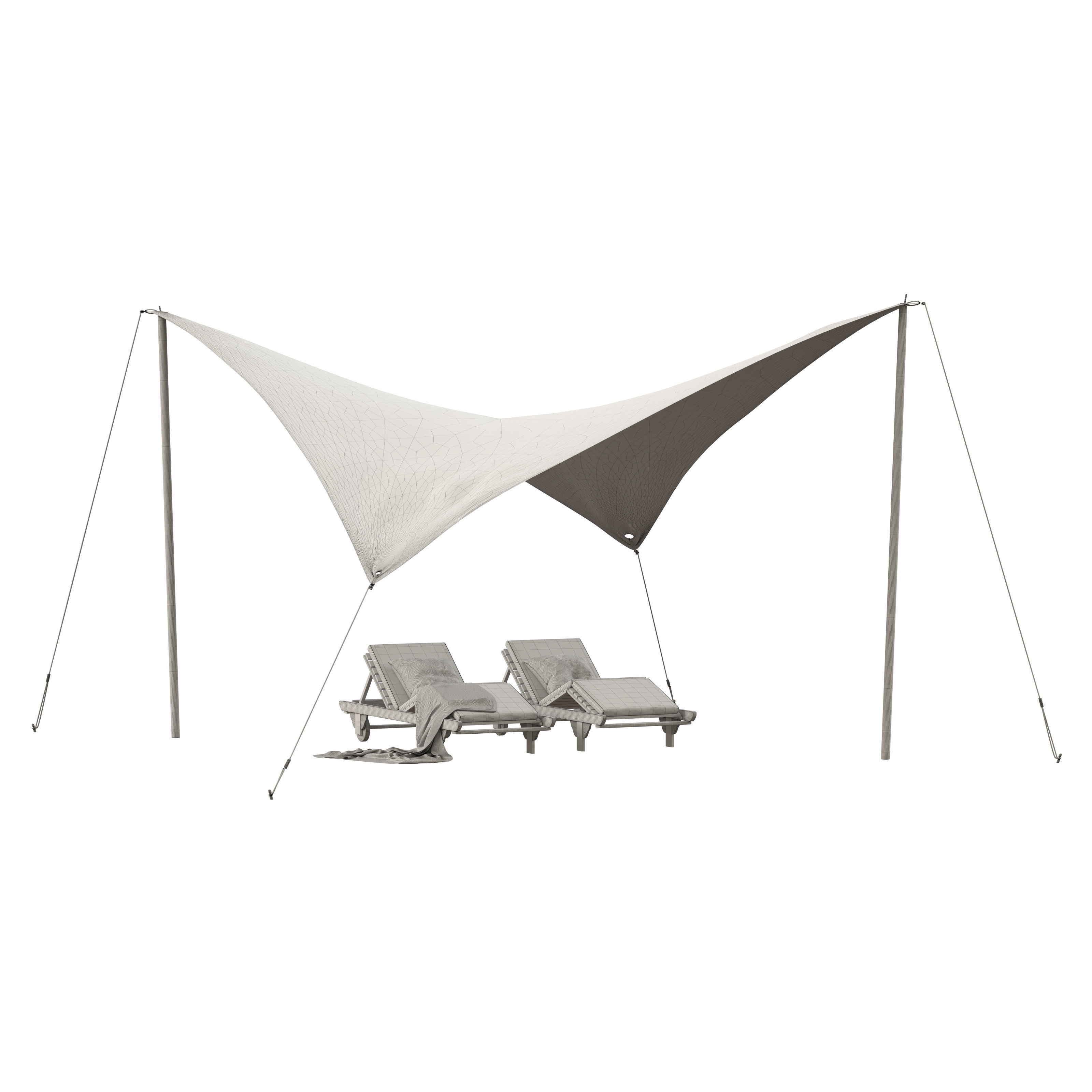 manta rhomboidal sail and chelsea sunlounger 3D model_2