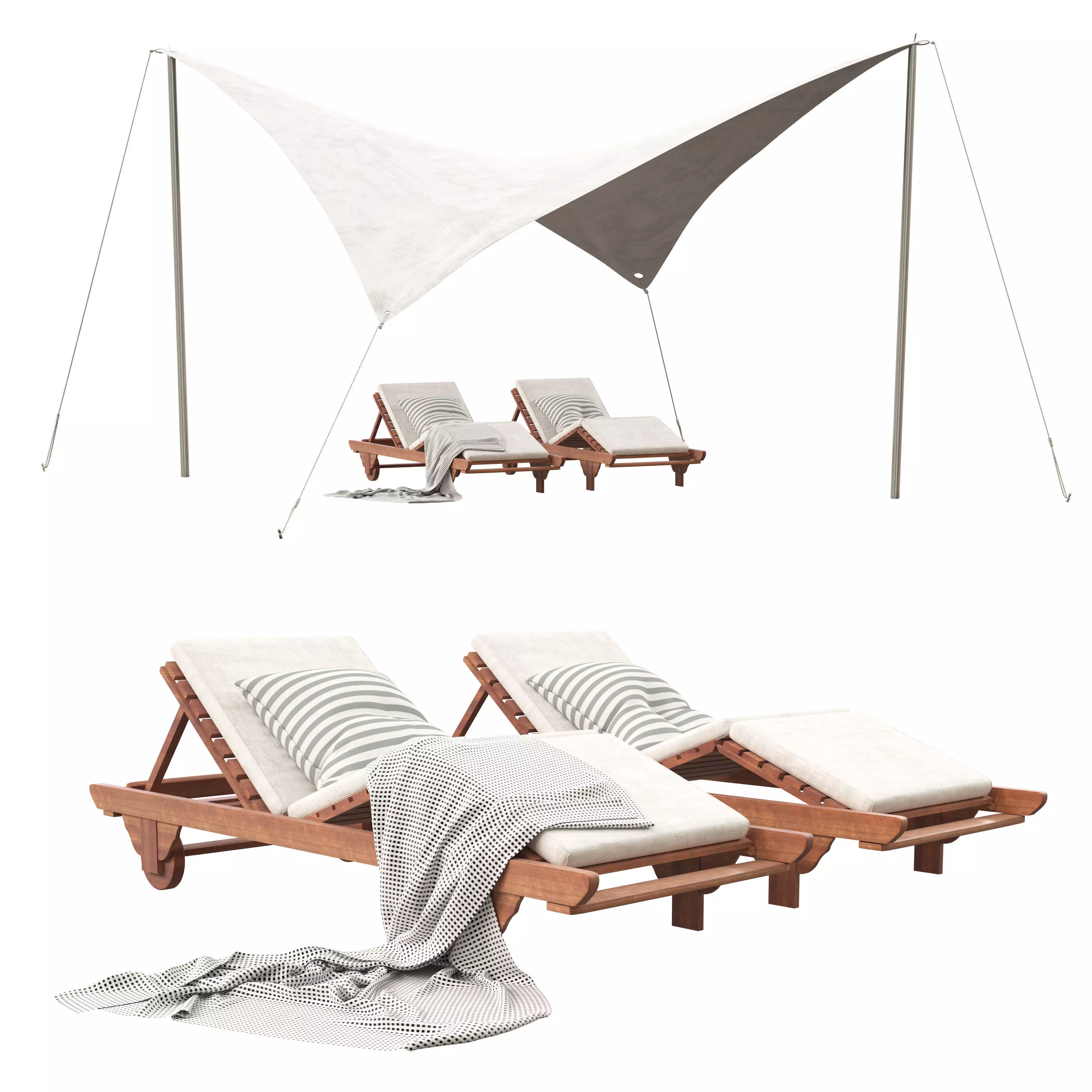 manta rhomboidal sail and chelsea sunlounger 3D model_0
