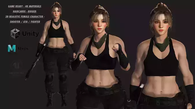 AAA 3D REALISTIC FEMALE CHARACTER -  SHOOTER MILITARY GTA 03
