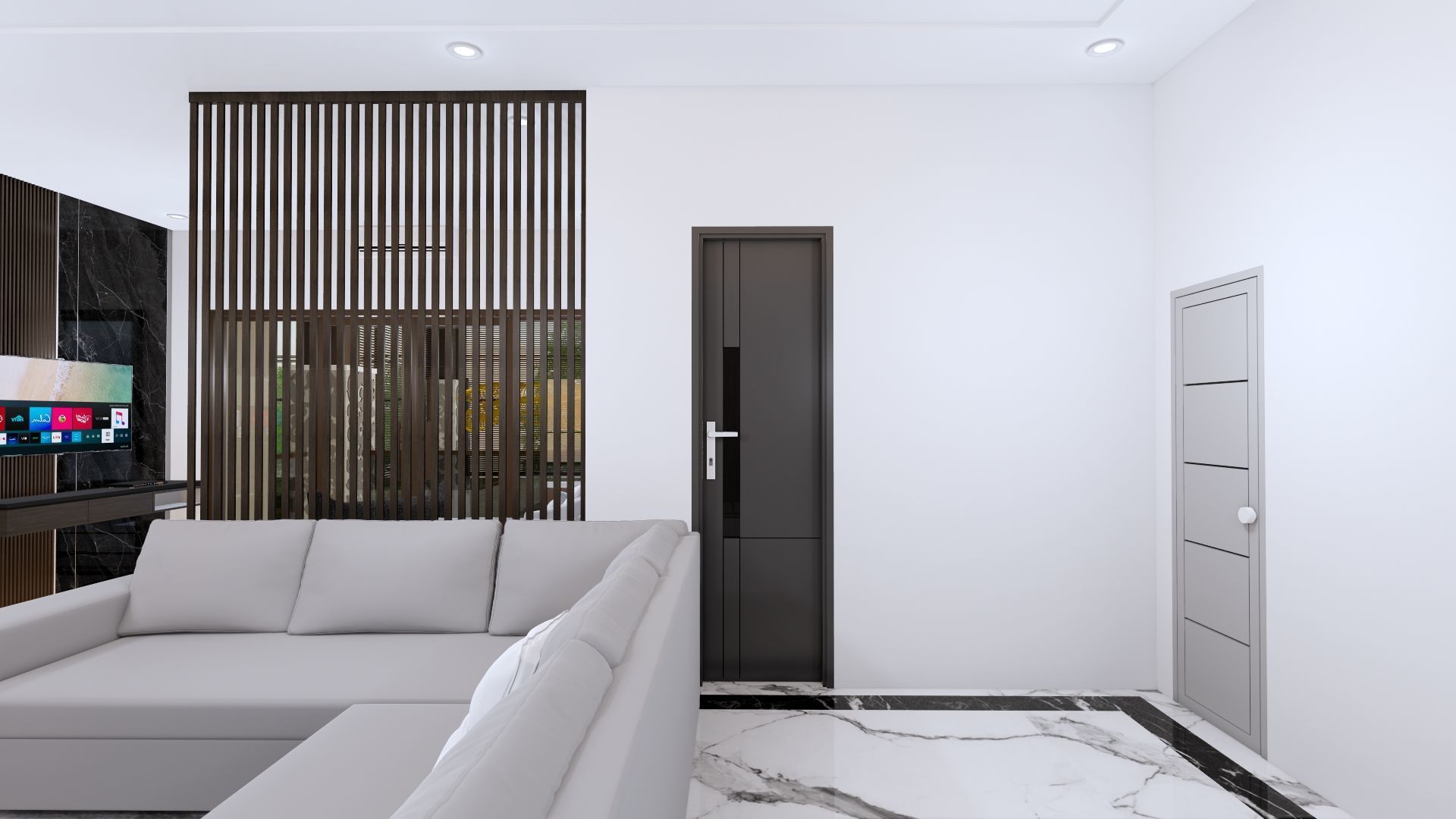 Luxury 2 floor House design with wooden House for reception 3D model_112