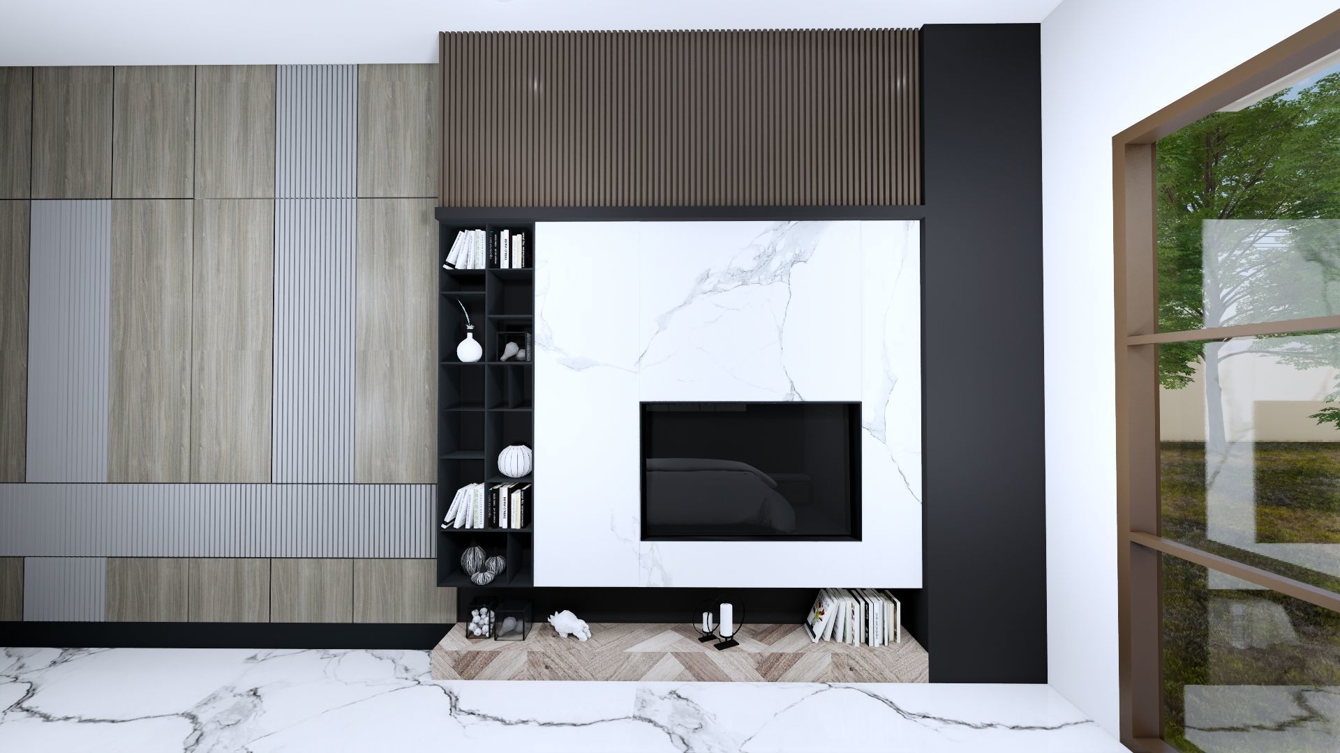 Luxury 2 floor House design with wooden House for reception 3D model_51