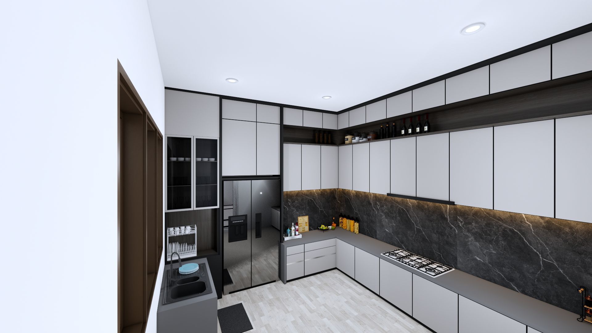 Luxury 2 floor House design with wooden House for reception 3D model_77