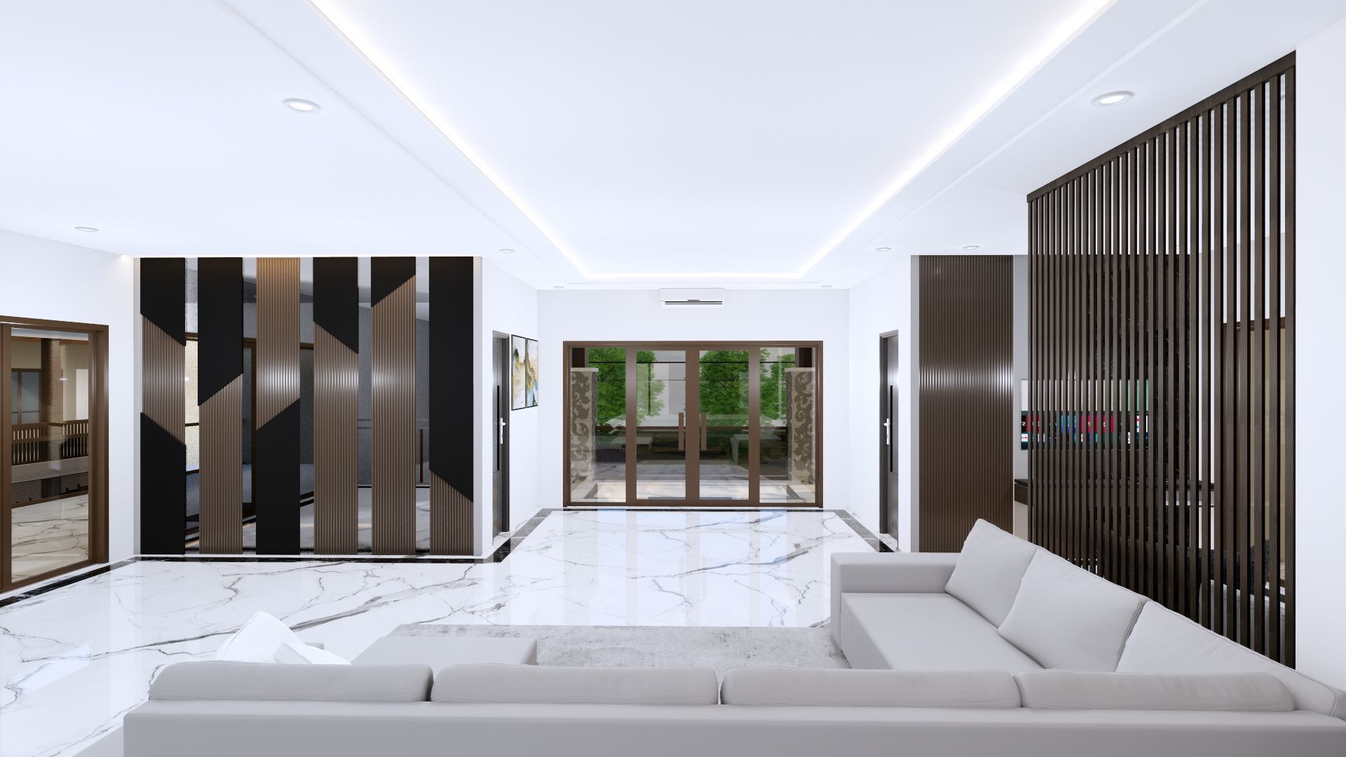 Luxury 2 floor House design with wooden House for reception 3D model_101