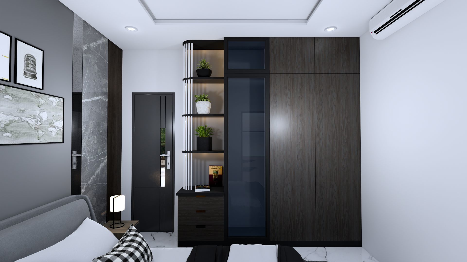 Luxury 2 floor House design with wooden House for reception 3D model_107