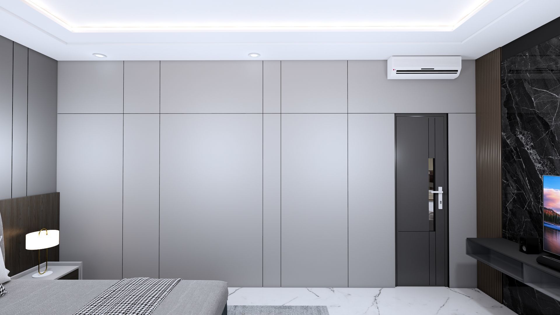 Luxury 2 floor House design with wooden House for reception 3D model_110