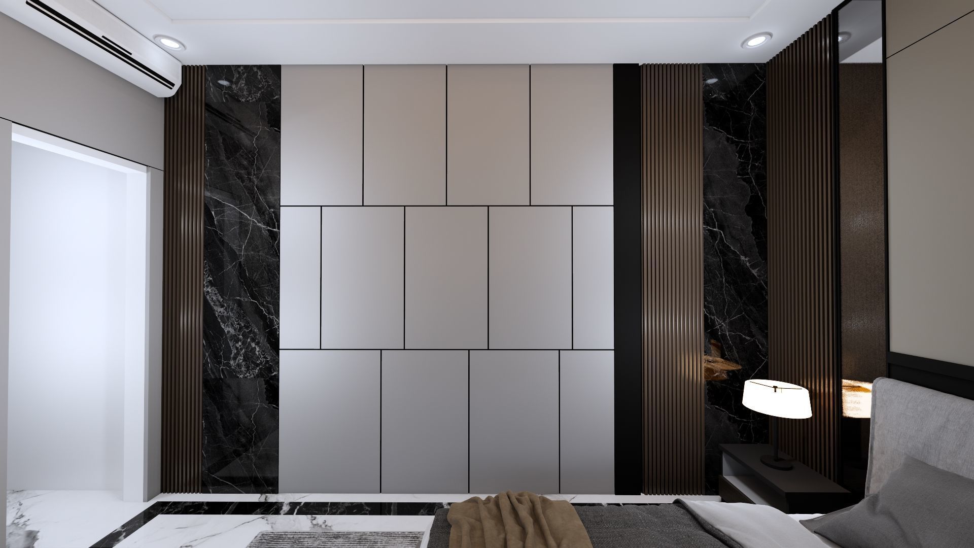 Luxury 2 floor House design with wooden House for reception 3D model_86