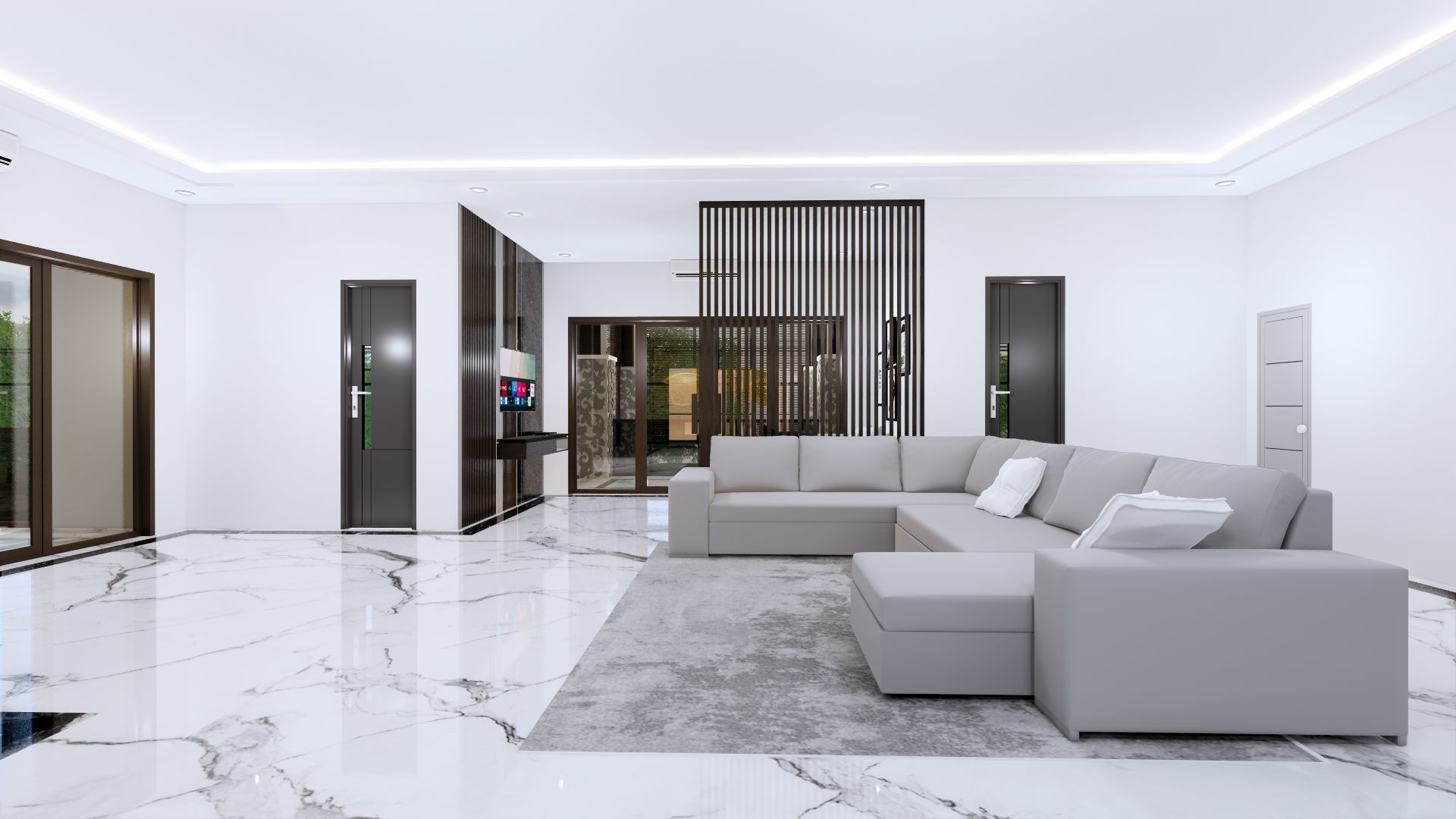 Luxury 2 floor House design with wooden House for reception 3D model_118