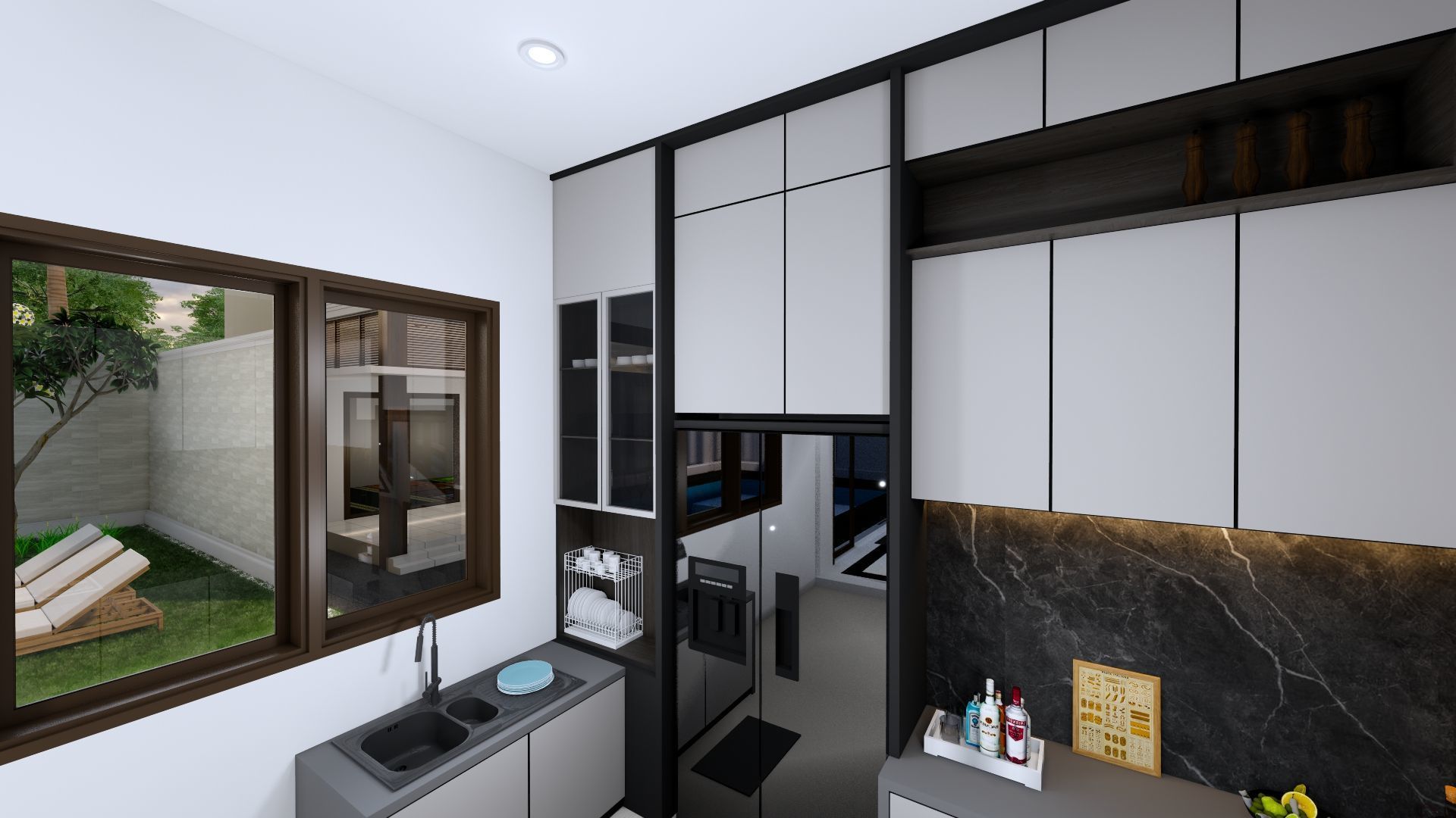 Luxury 2 floor House design with wooden House for reception 3D model_73