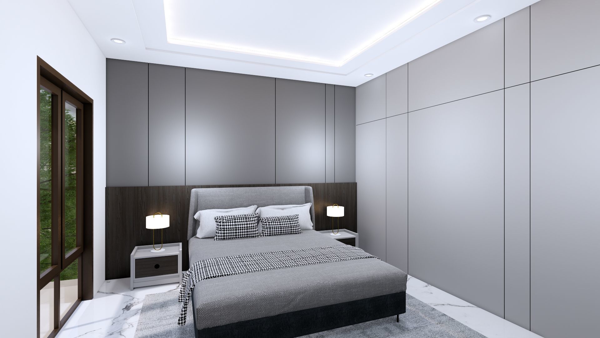 Luxury 2 floor House design with wooden House for reception 3D model_135