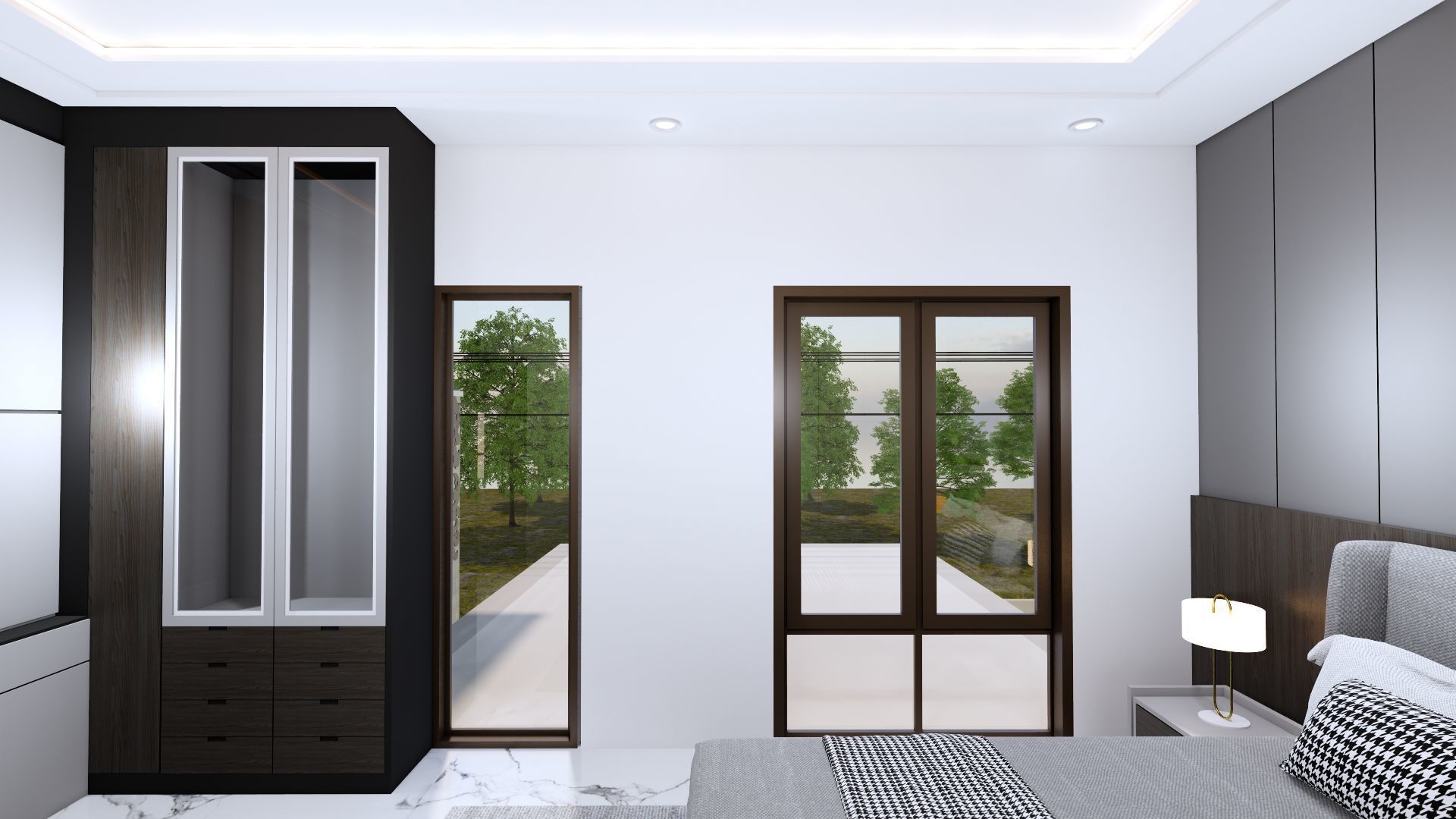 Luxury 2 floor House design with wooden House for reception 3D model_124