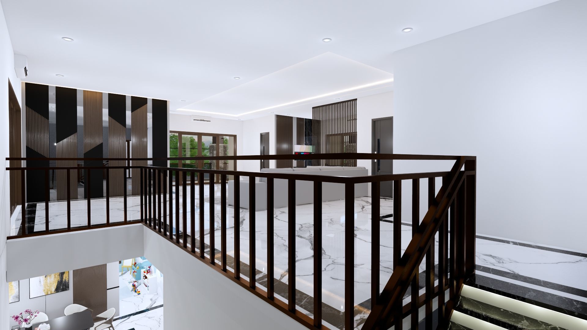 Luxury 2 floor House design with wooden House for reception 3D model_75