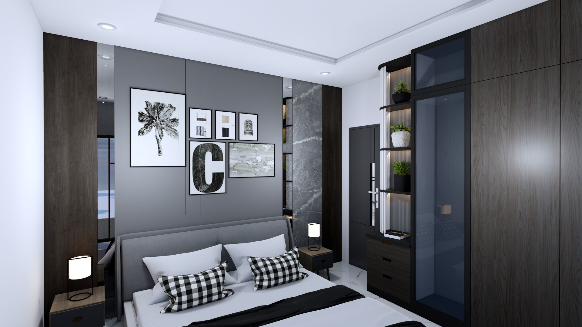 Luxury 2 floor House design with wooden House for reception 3D model_133