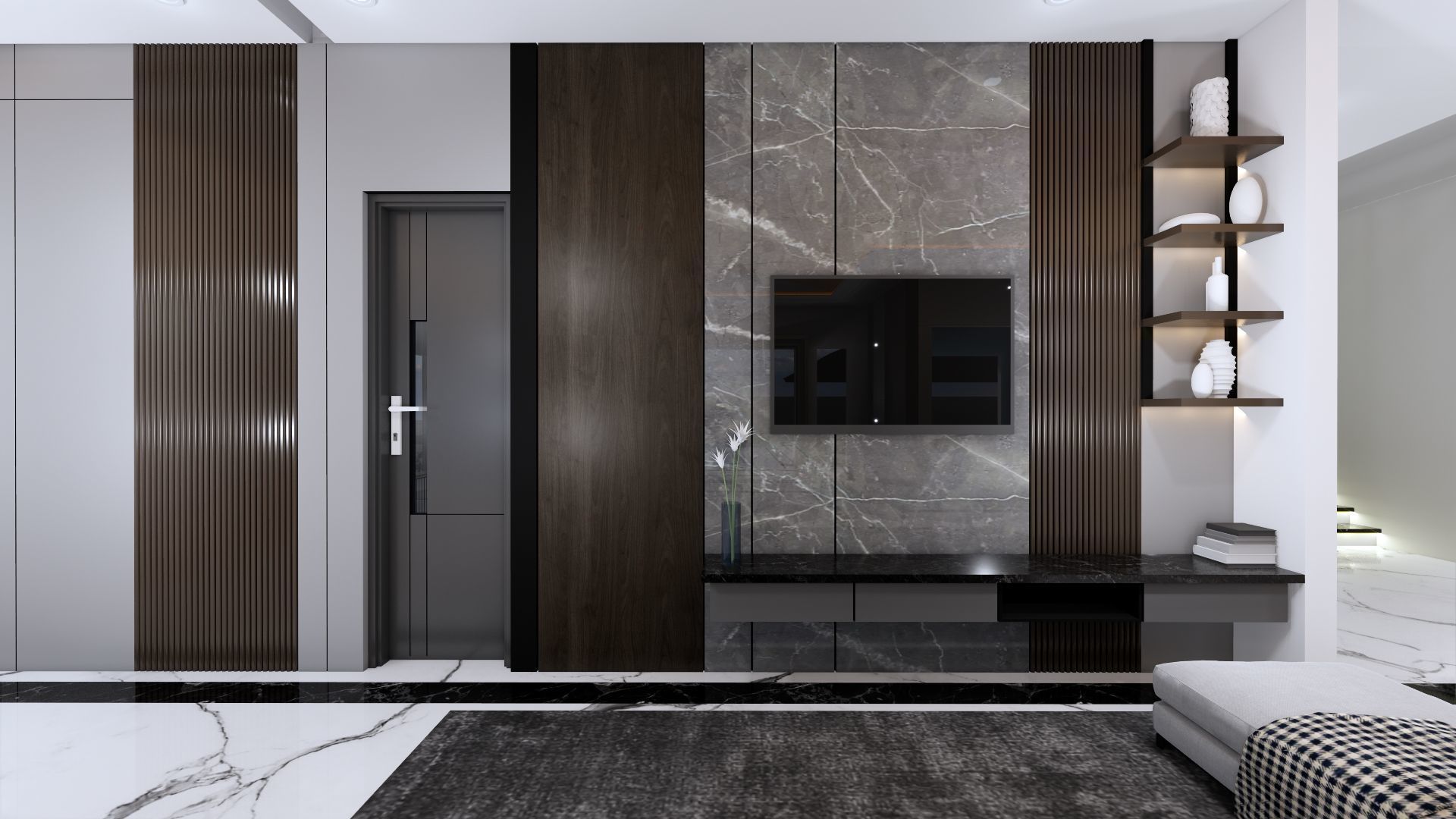 Luxury 2 floor House design with wooden House for reception 3D model_33