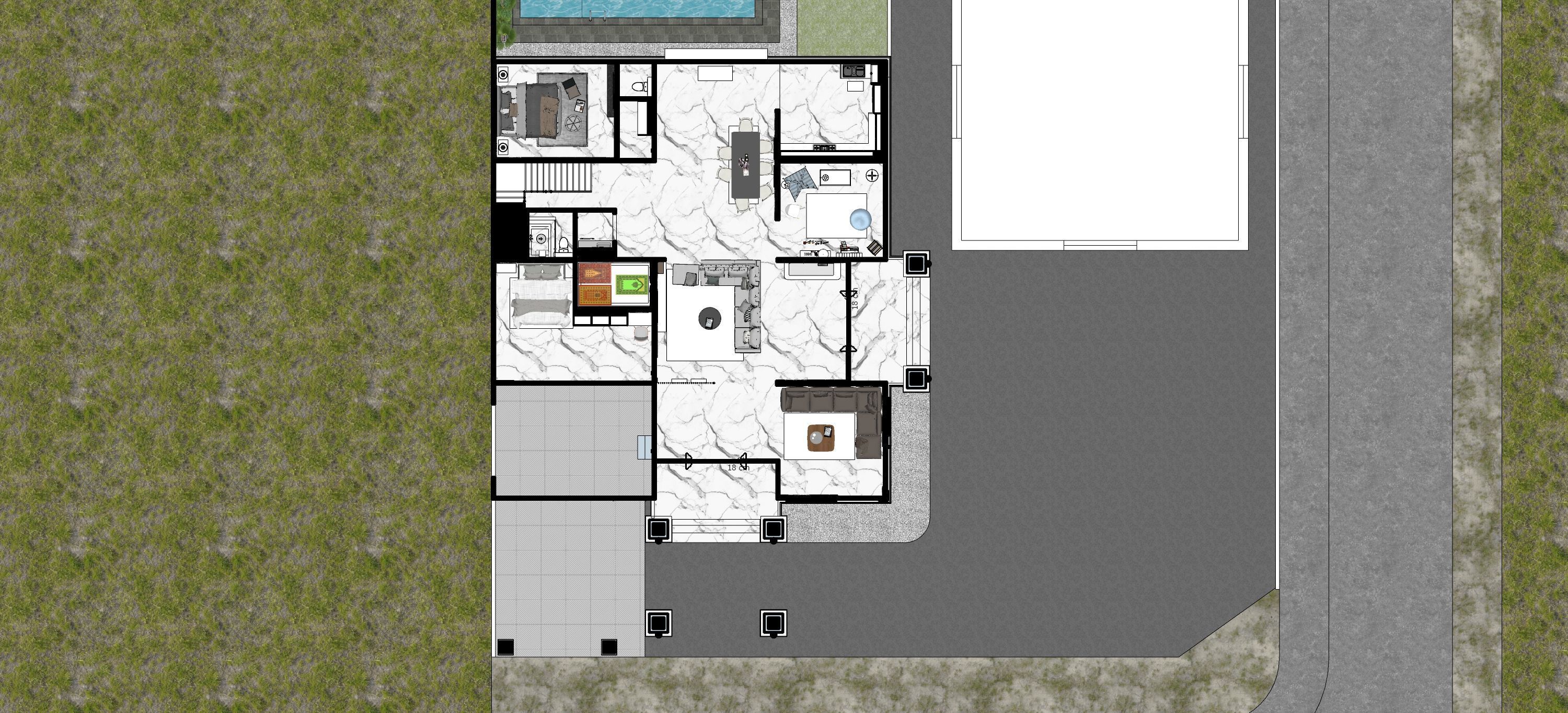 Luxury 2 floor House design with wooden House for reception 3D model_6