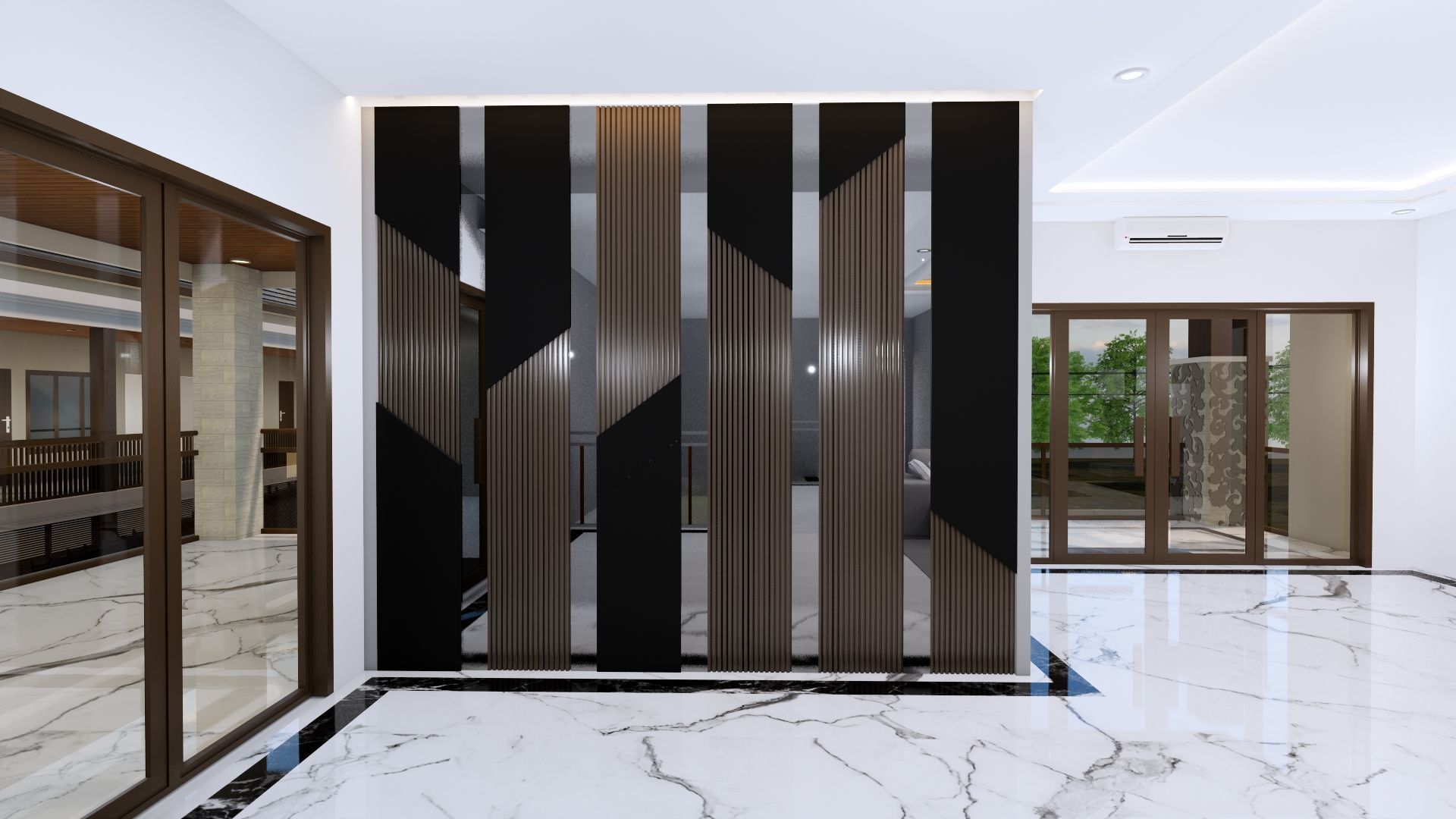 Luxury 2 floor House design with wooden House for reception 3D model_130