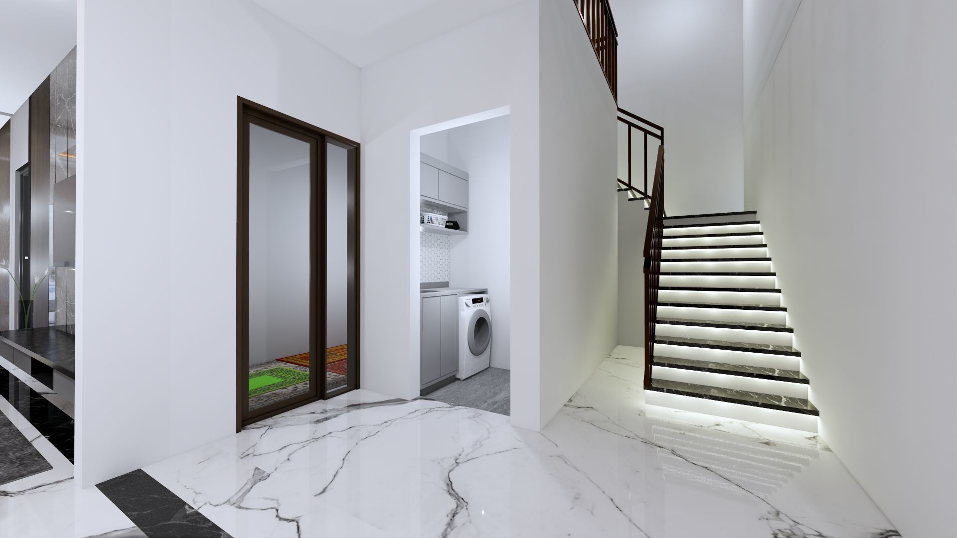 Luxury 2 floor House design with wooden House for reception 3D model_35