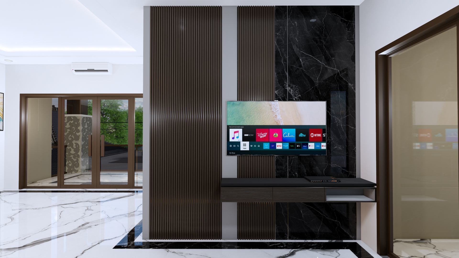 Luxury 2 floor House design with wooden House for reception 3D model_128