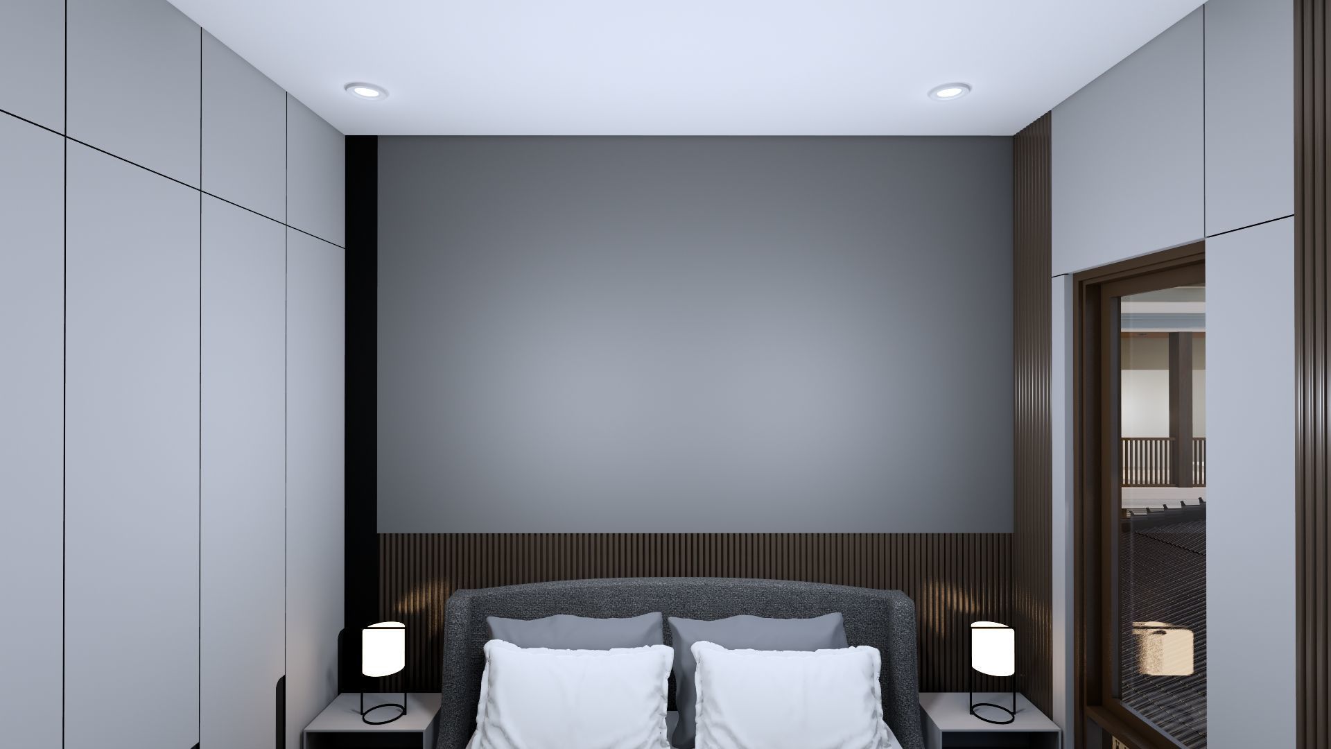 Luxury 2 floor House design with wooden House for reception 3D model_113