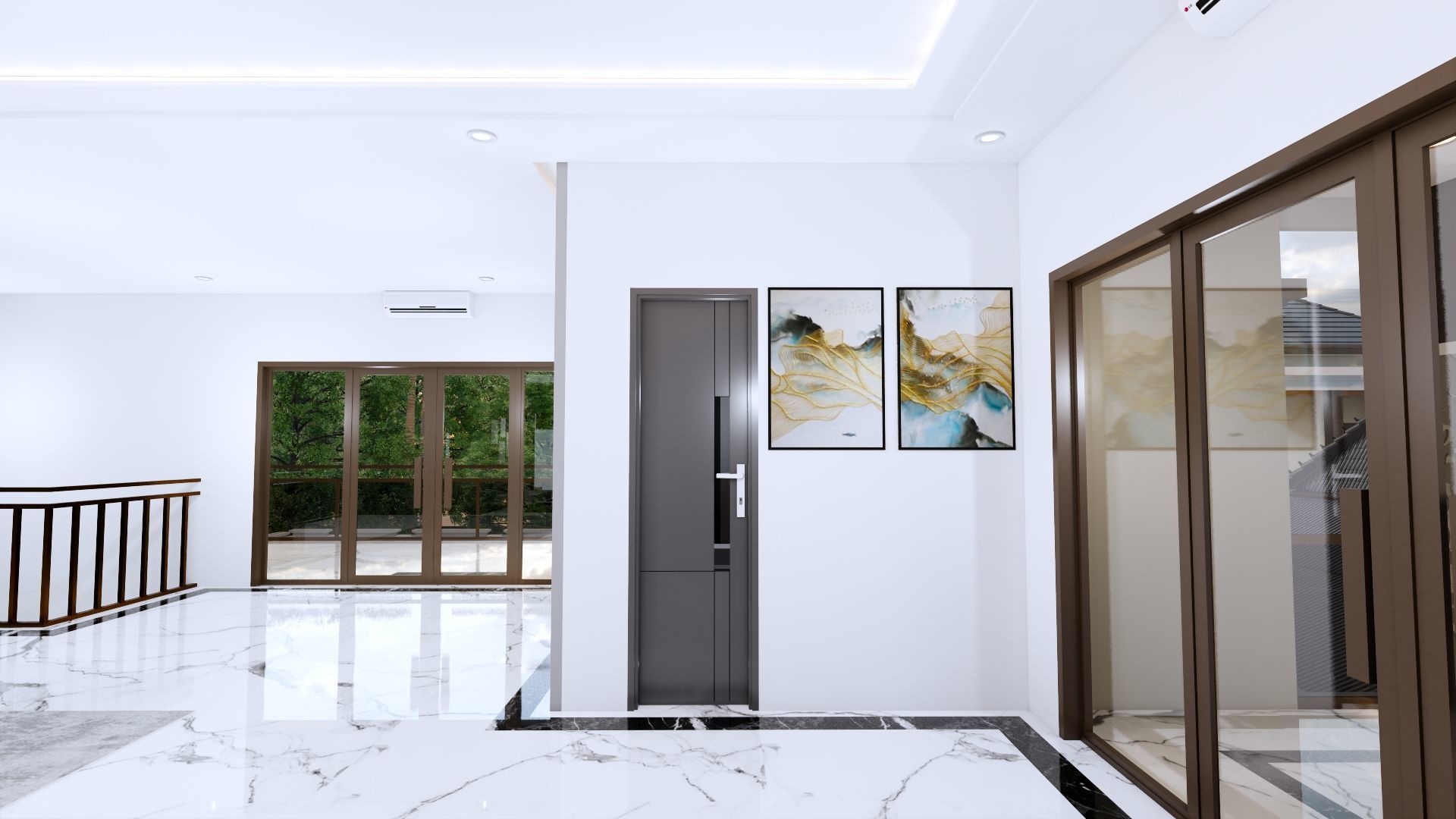 Luxury 2 floor House design with wooden House for reception 3D model_119